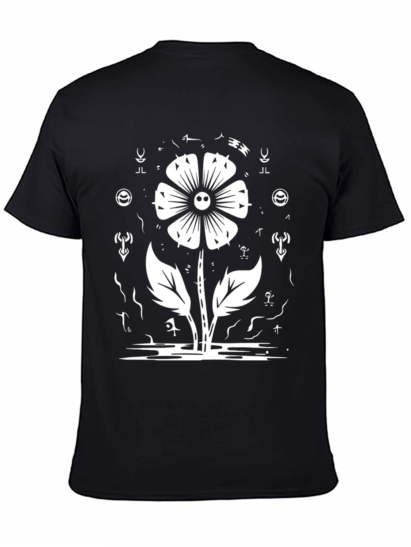 Skull Flower Graphic Tee - Black Cotton Shirt