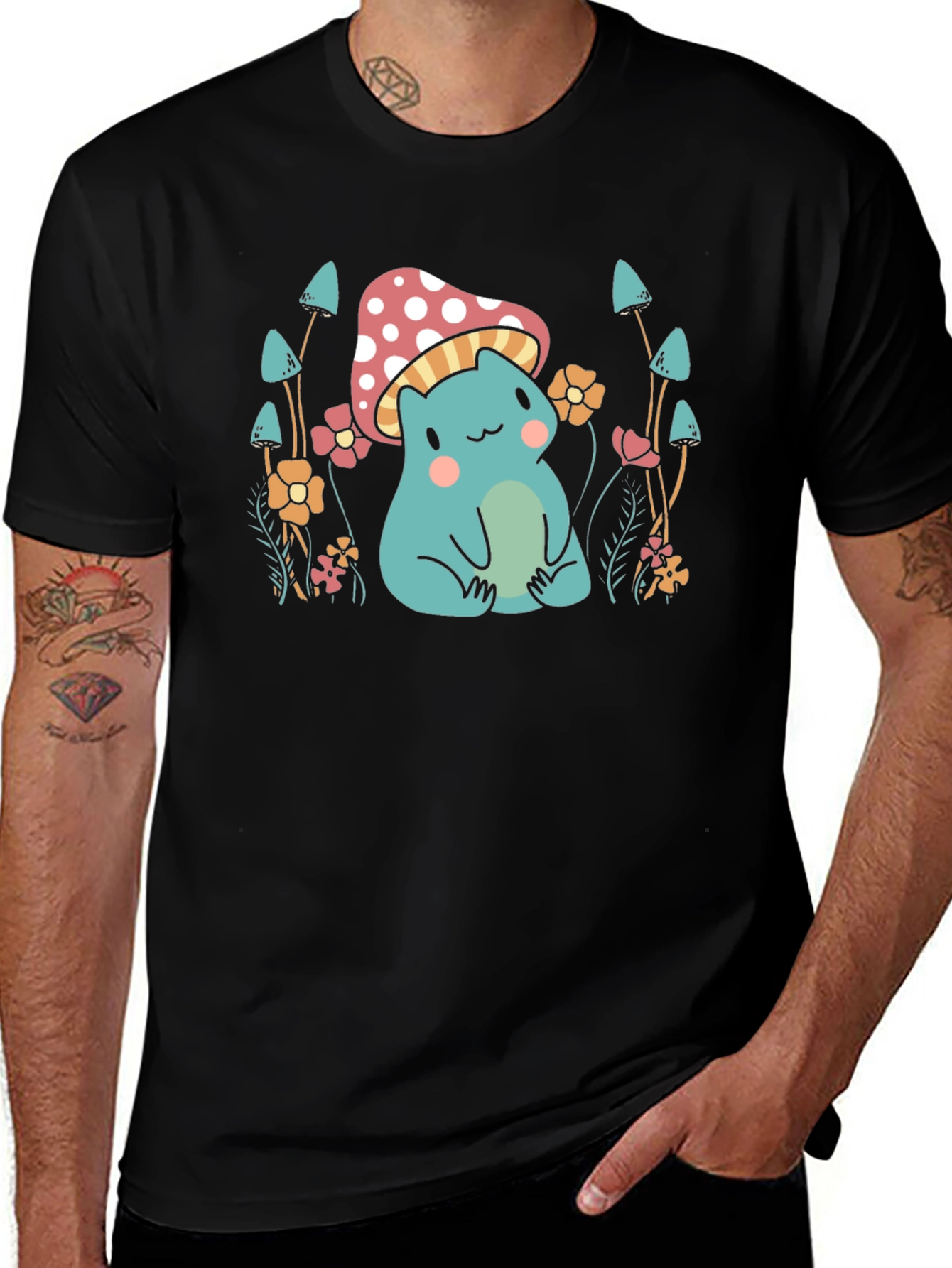 Cute Mushroom Frog Graphic Tee