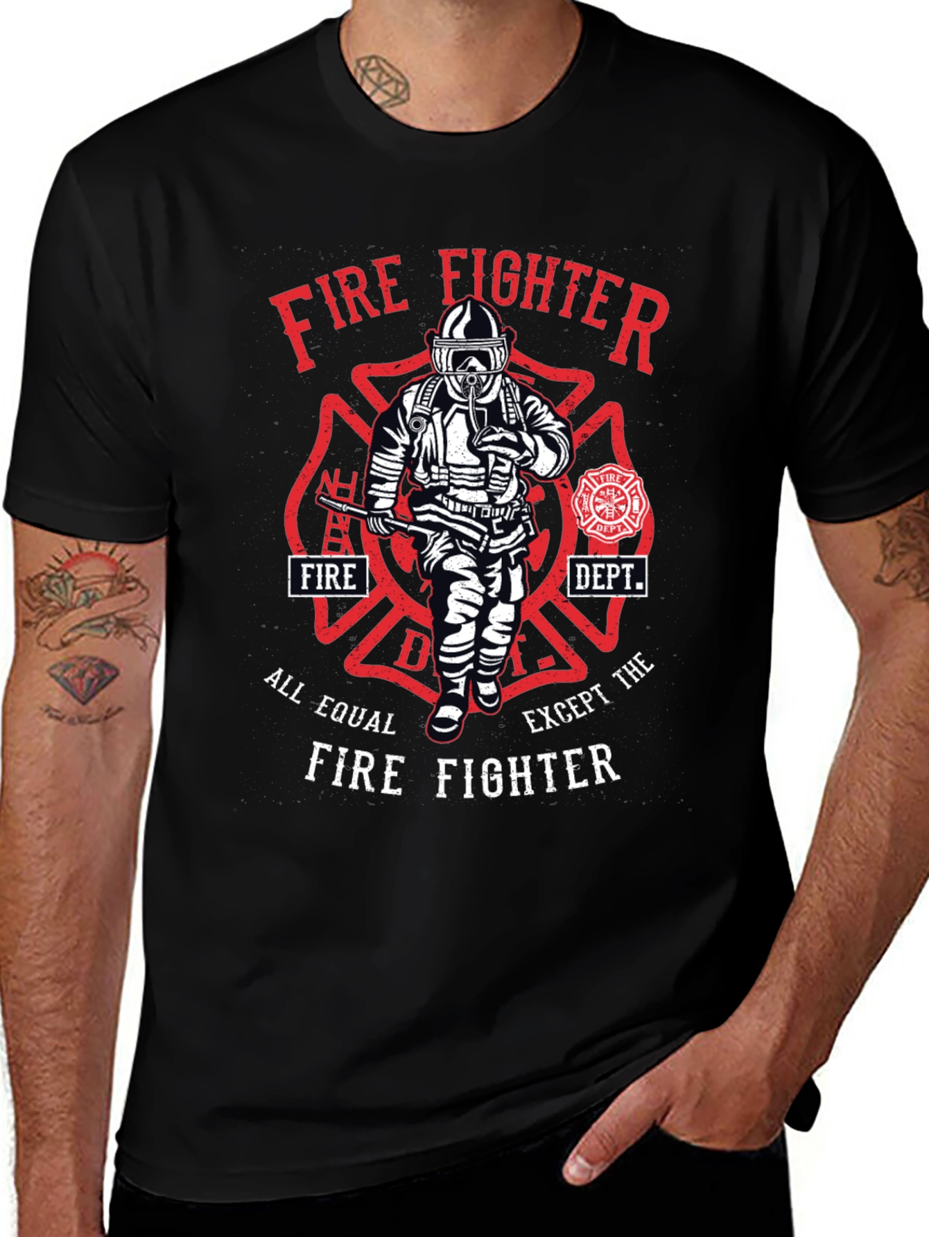 Firefighter Graphic T-Shirt - All Equal Except