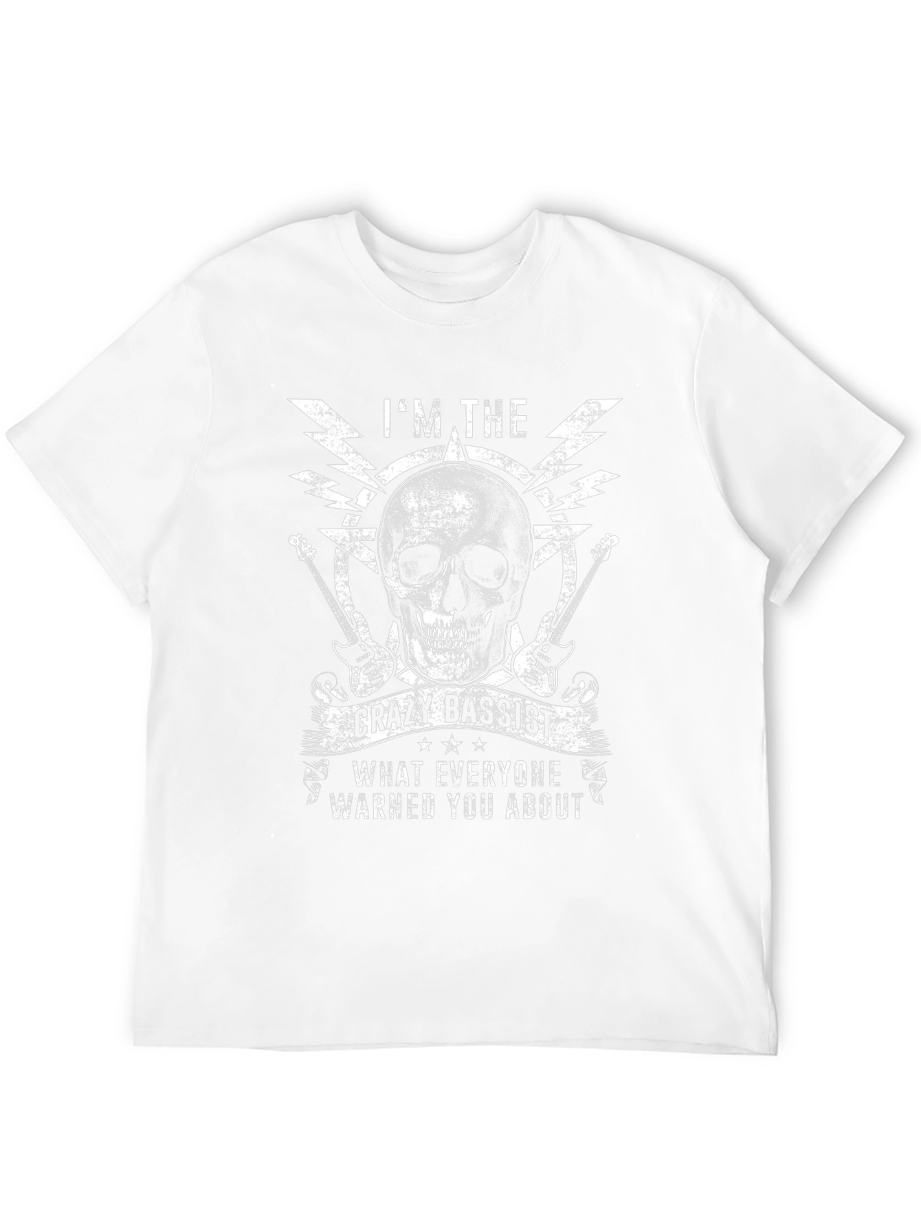 Crazy Bassist Graphic T-Shirt - Skull & Guitar Design