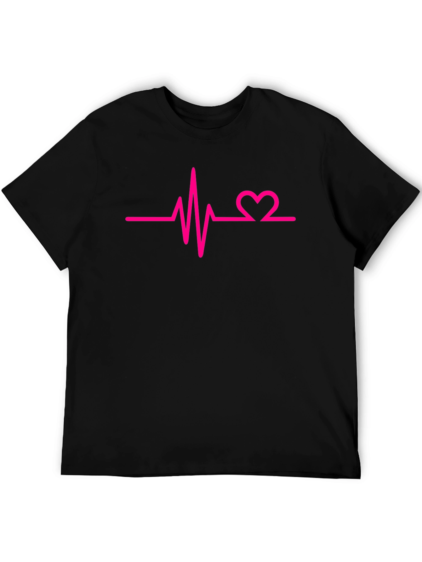 Heartbeat Graphic Tee - Black Cotton Casual