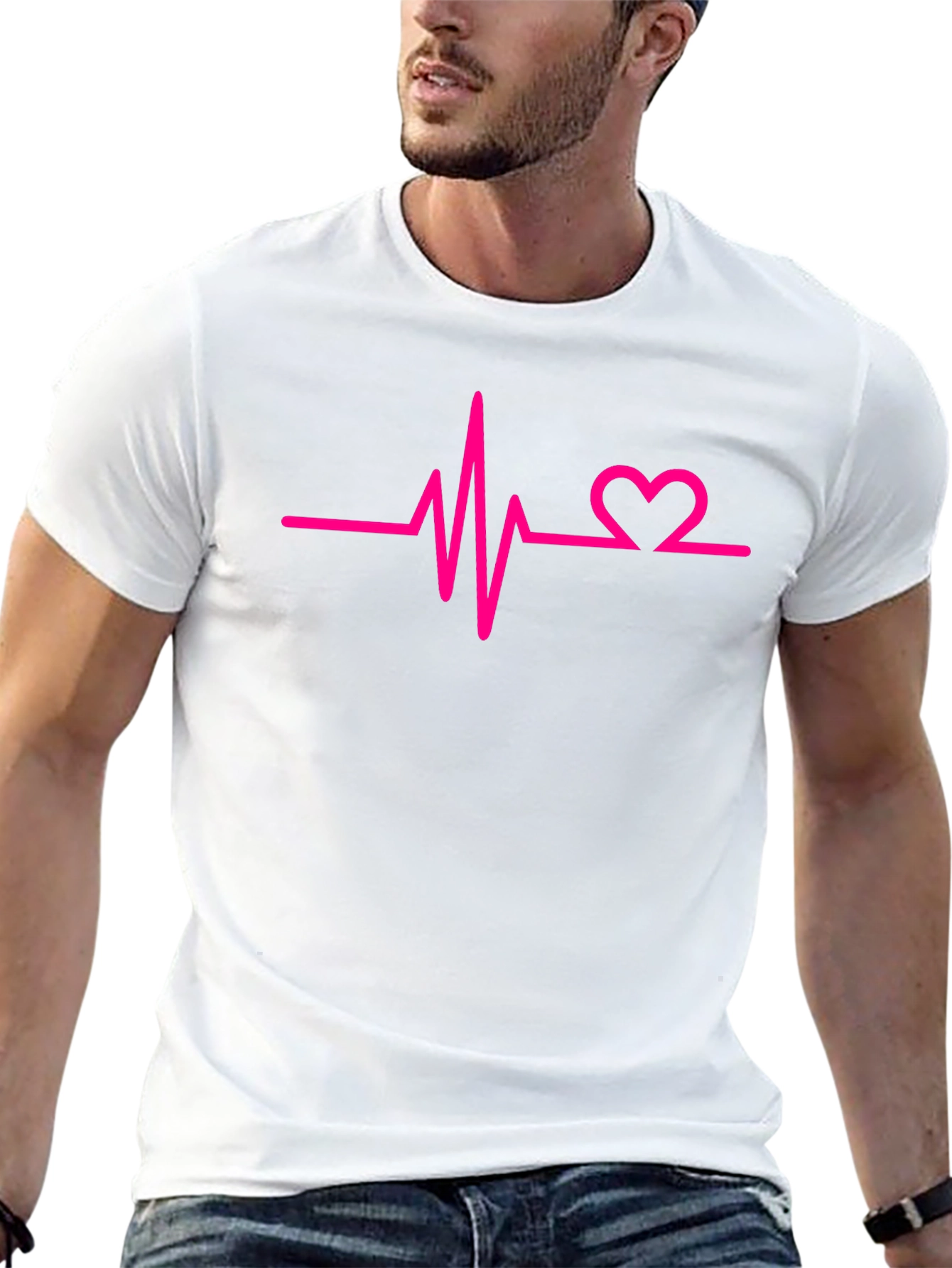 Heartbeat Graphic Tee - Black Cotton Casual