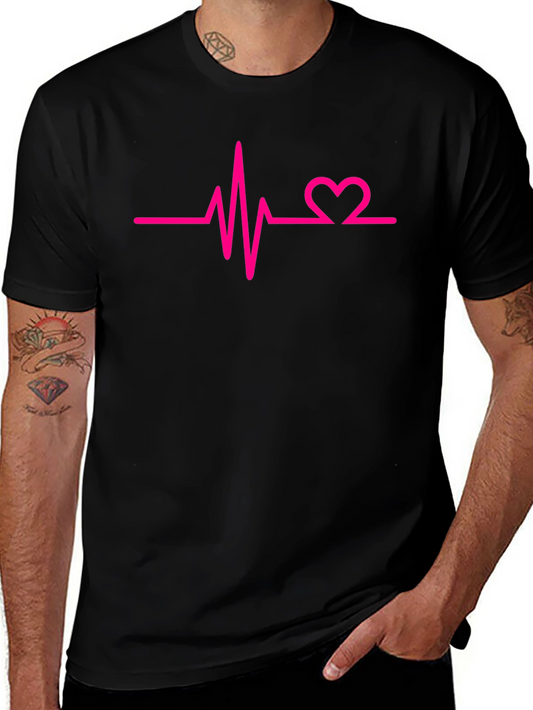 Heartbeat Graphic Tee - Black Cotton Casual