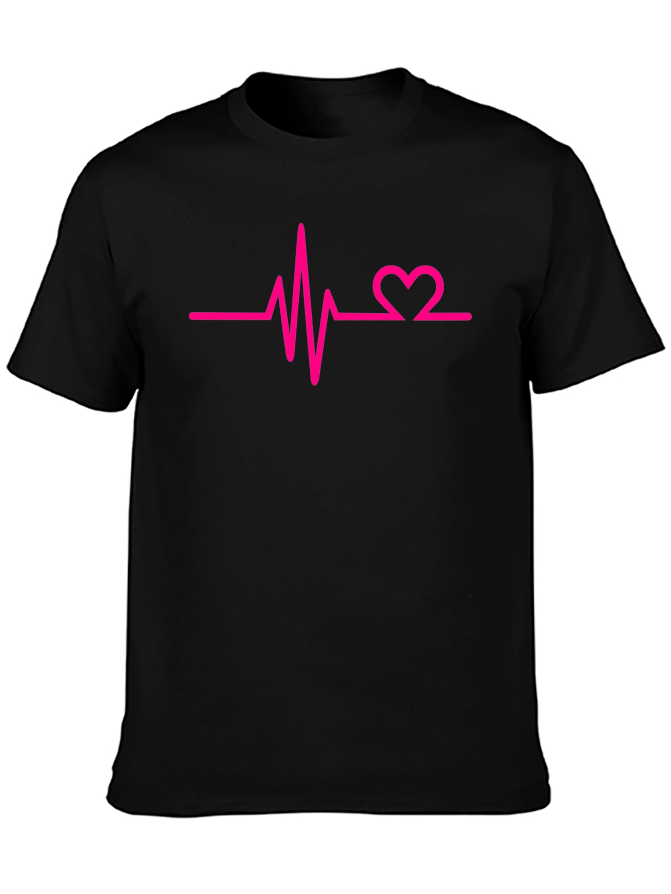 Heartbeat Graphic Tee - Black Cotton Casual