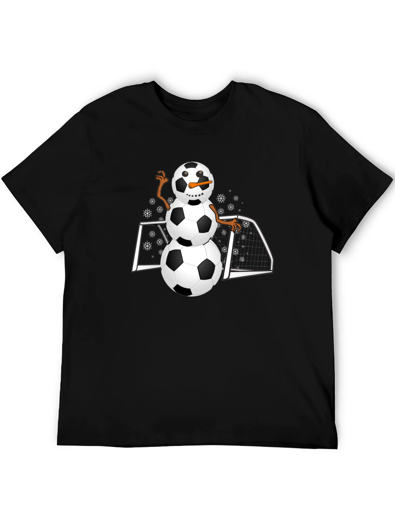 Soccer Snowman Graphic T-Shirt - Black