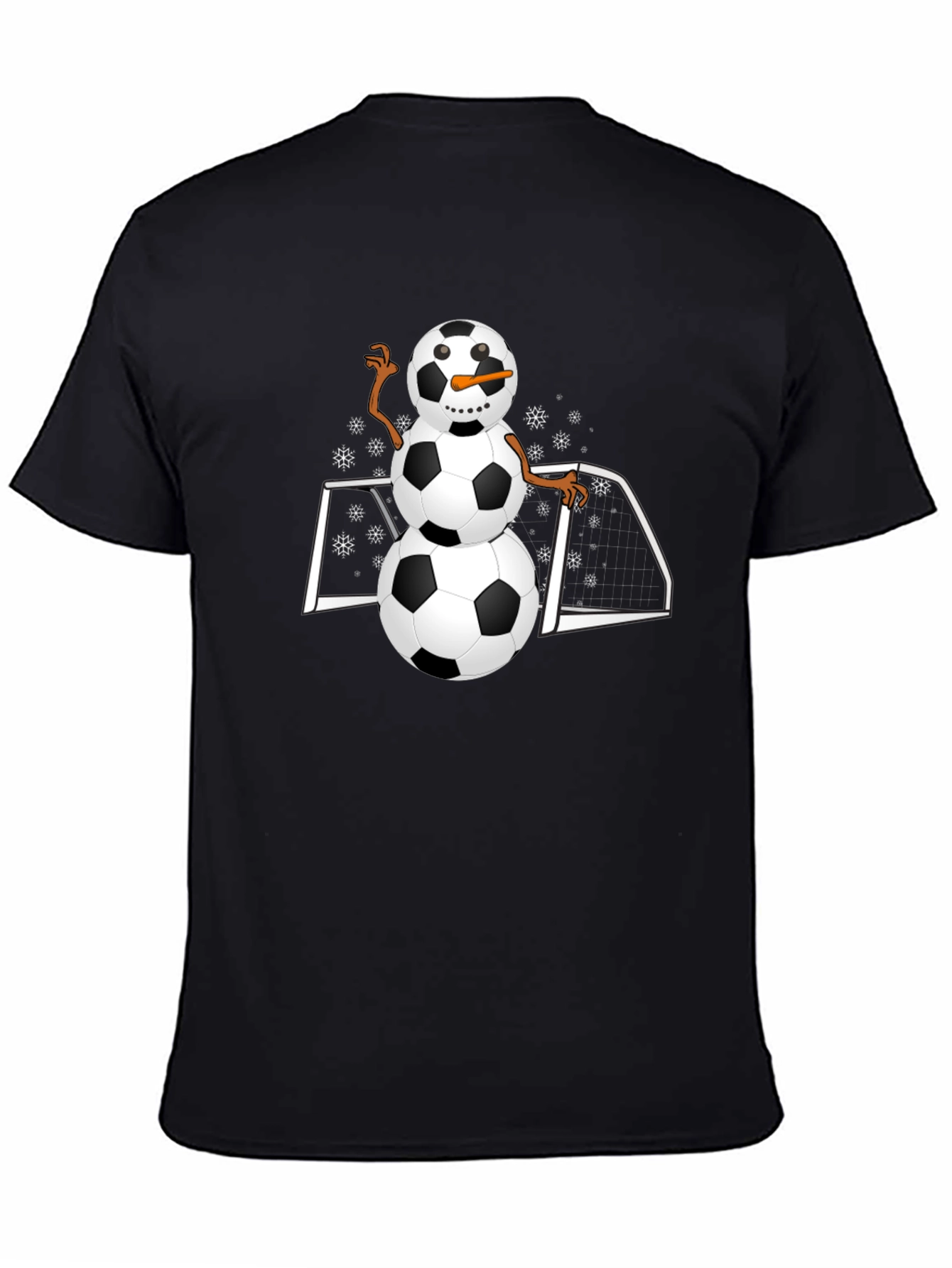 Soccer Snowman Graphic T-Shirt - Black