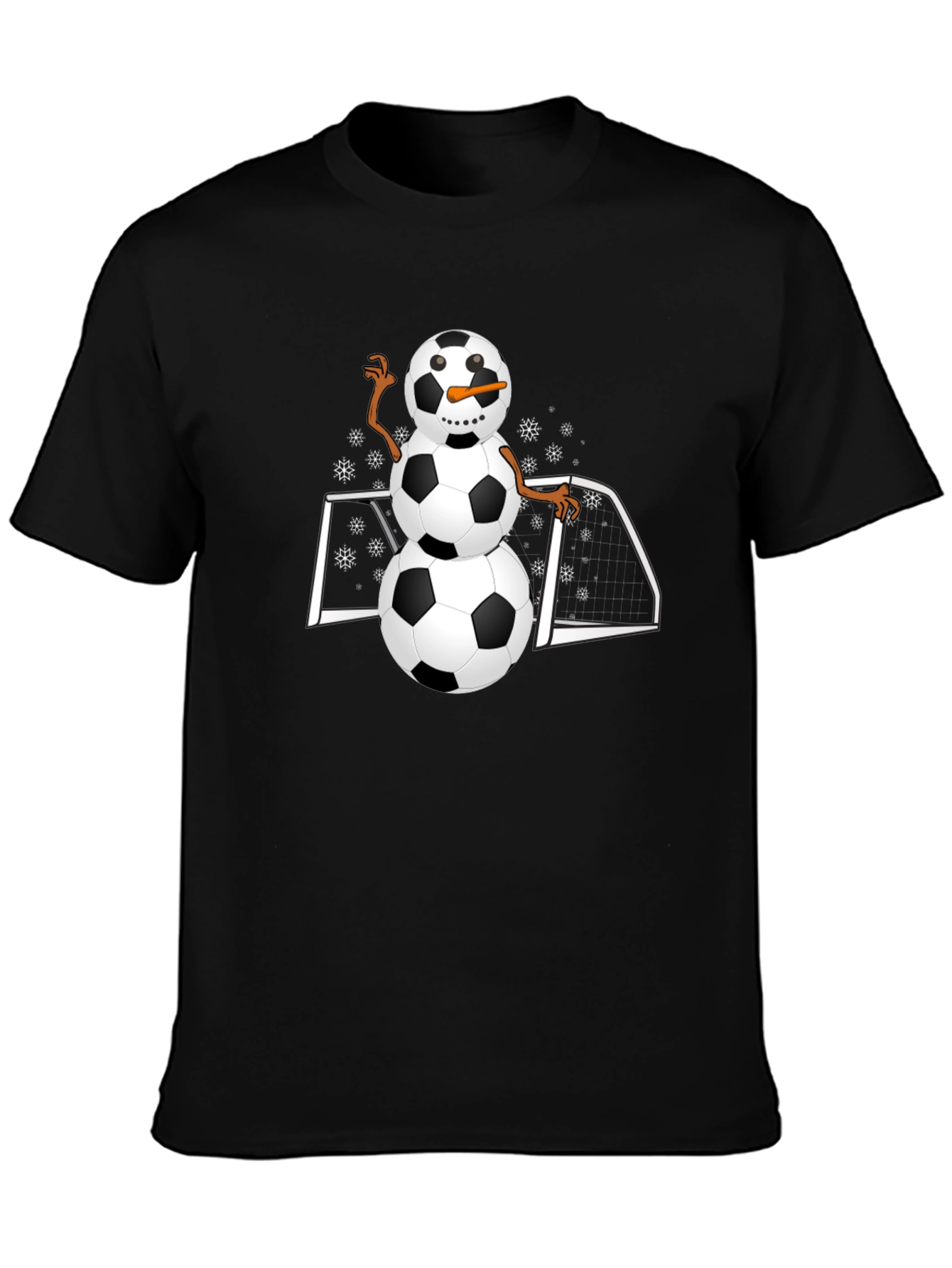 Soccer Snowman Graphic T-Shirt - Black