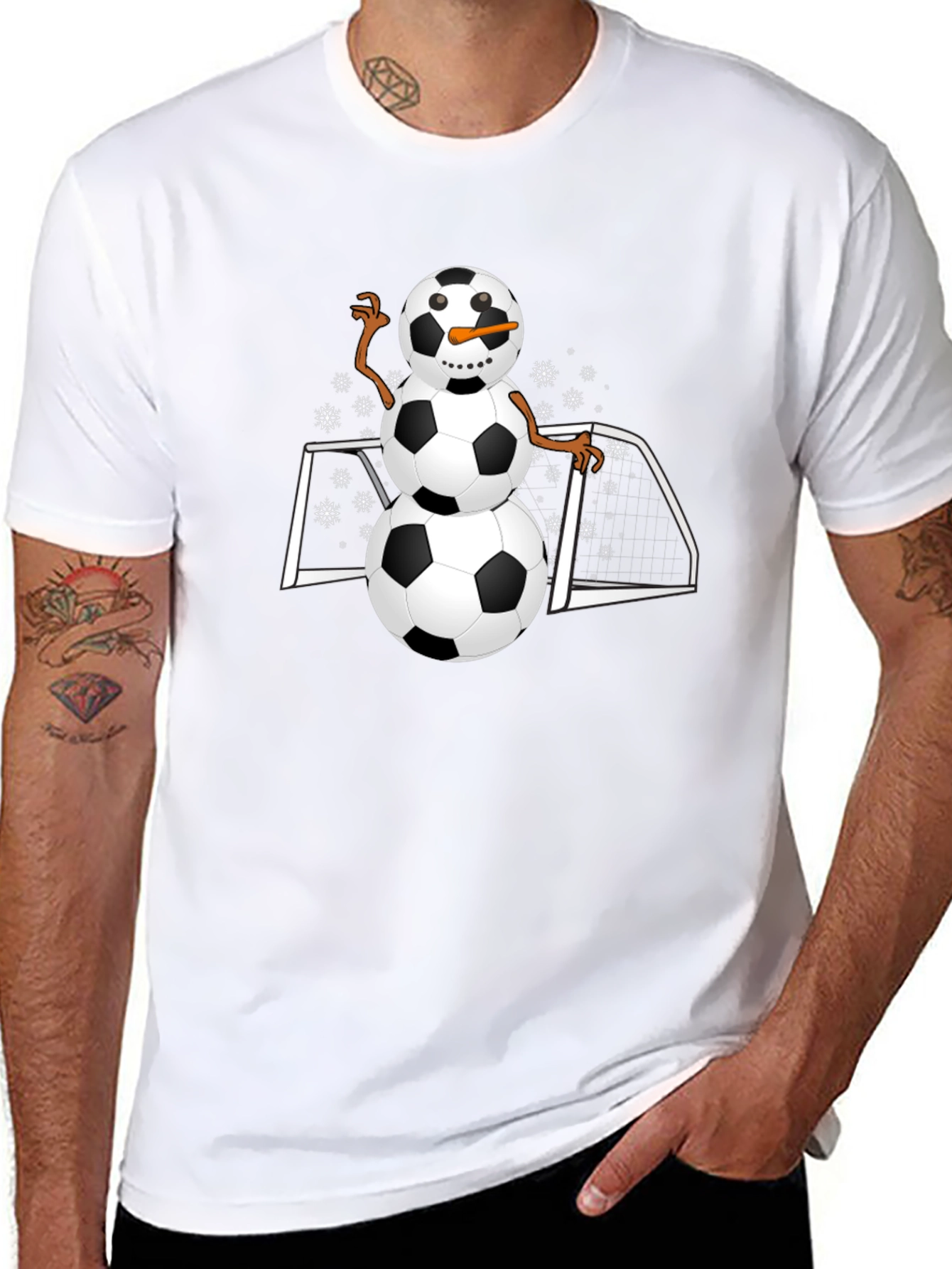 Soccer Snowman Graphic T-Shirt - Black