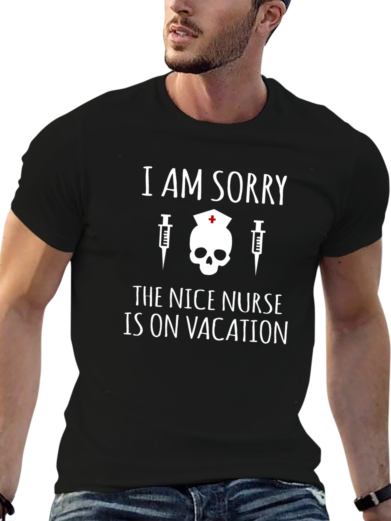Funny Nurse Vacation T-Shirt - Skull Graphic Tee