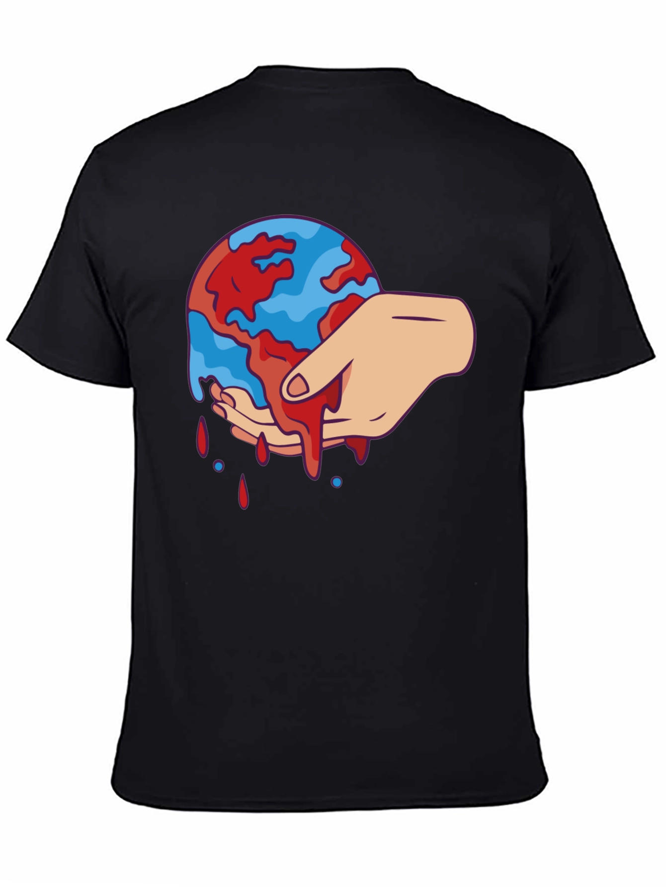 Bleeding Earth Graphic Tee - Black Cotton T-Shirt