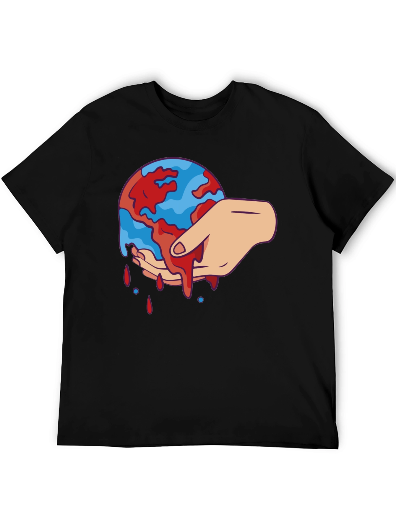 Bleeding Earth Graphic Tee - Black Cotton T-Shirt