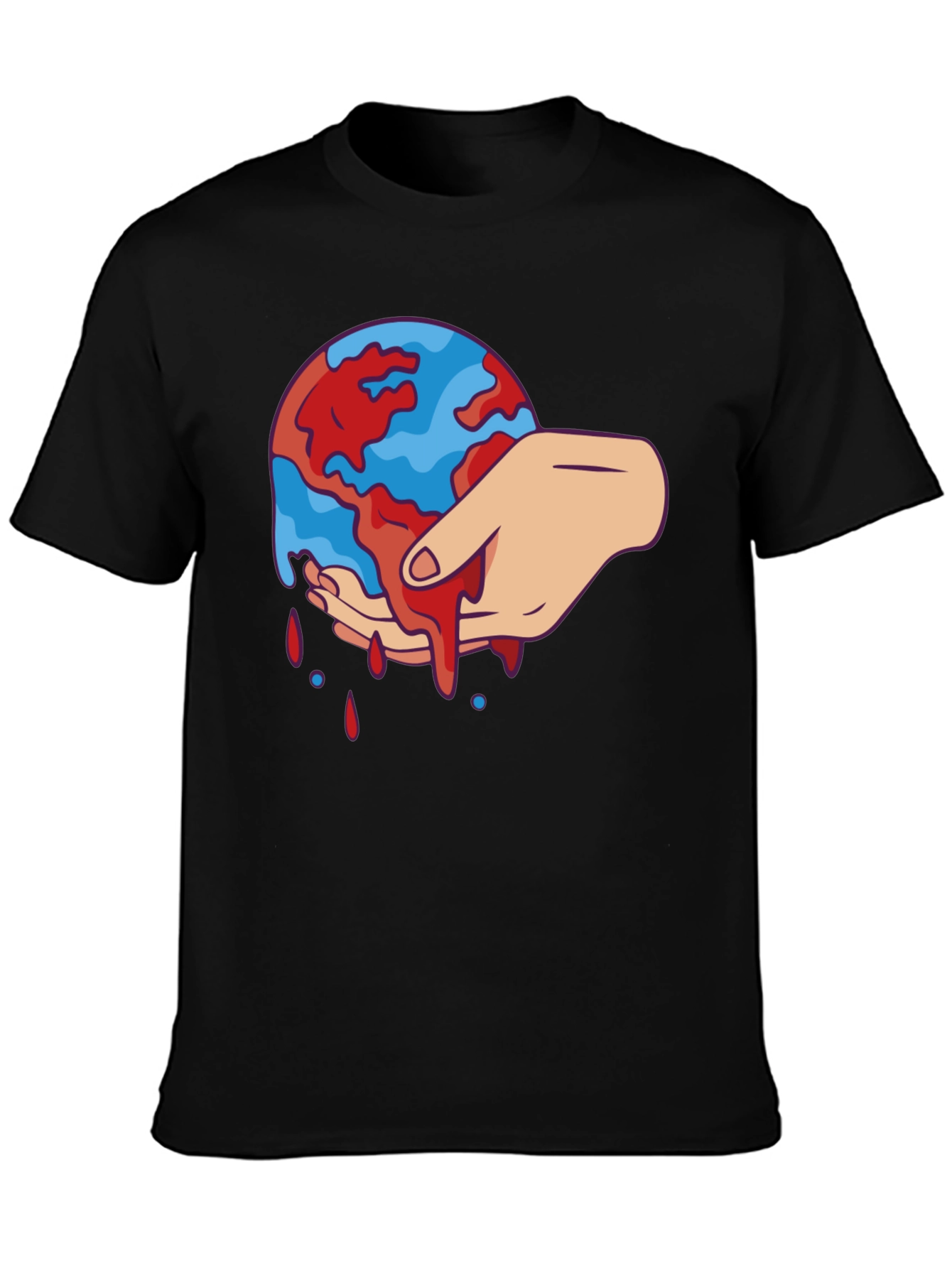 Bleeding Earth Graphic Tee - Black Cotton T-Shirt