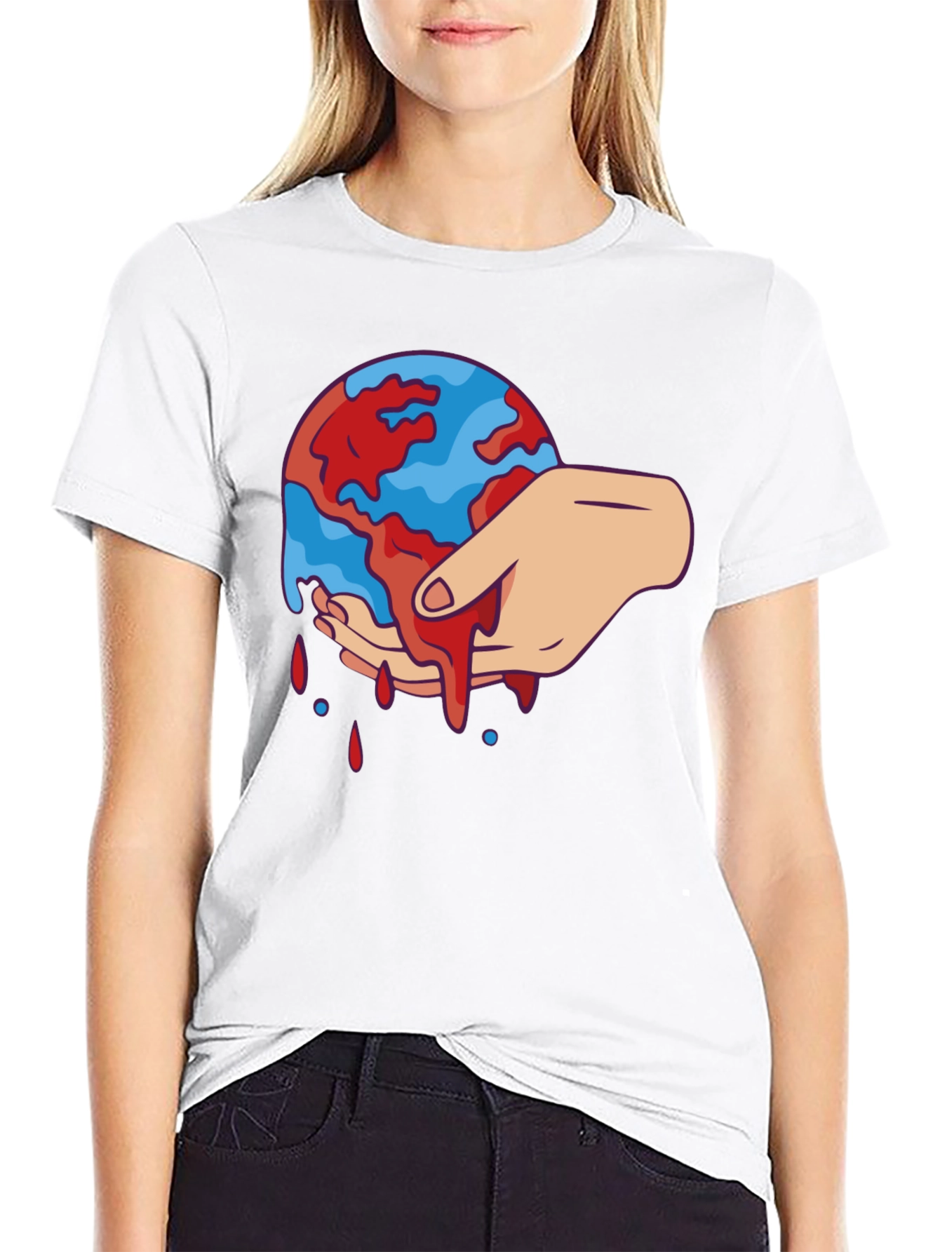 Bleeding Earth Graphic Tee - Black Cotton T-Shirt