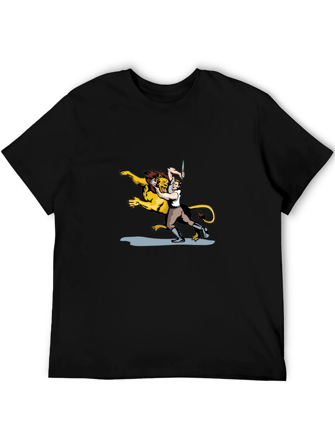 Lion Wrestler Graphic Tee - Classic Black T-Shirt