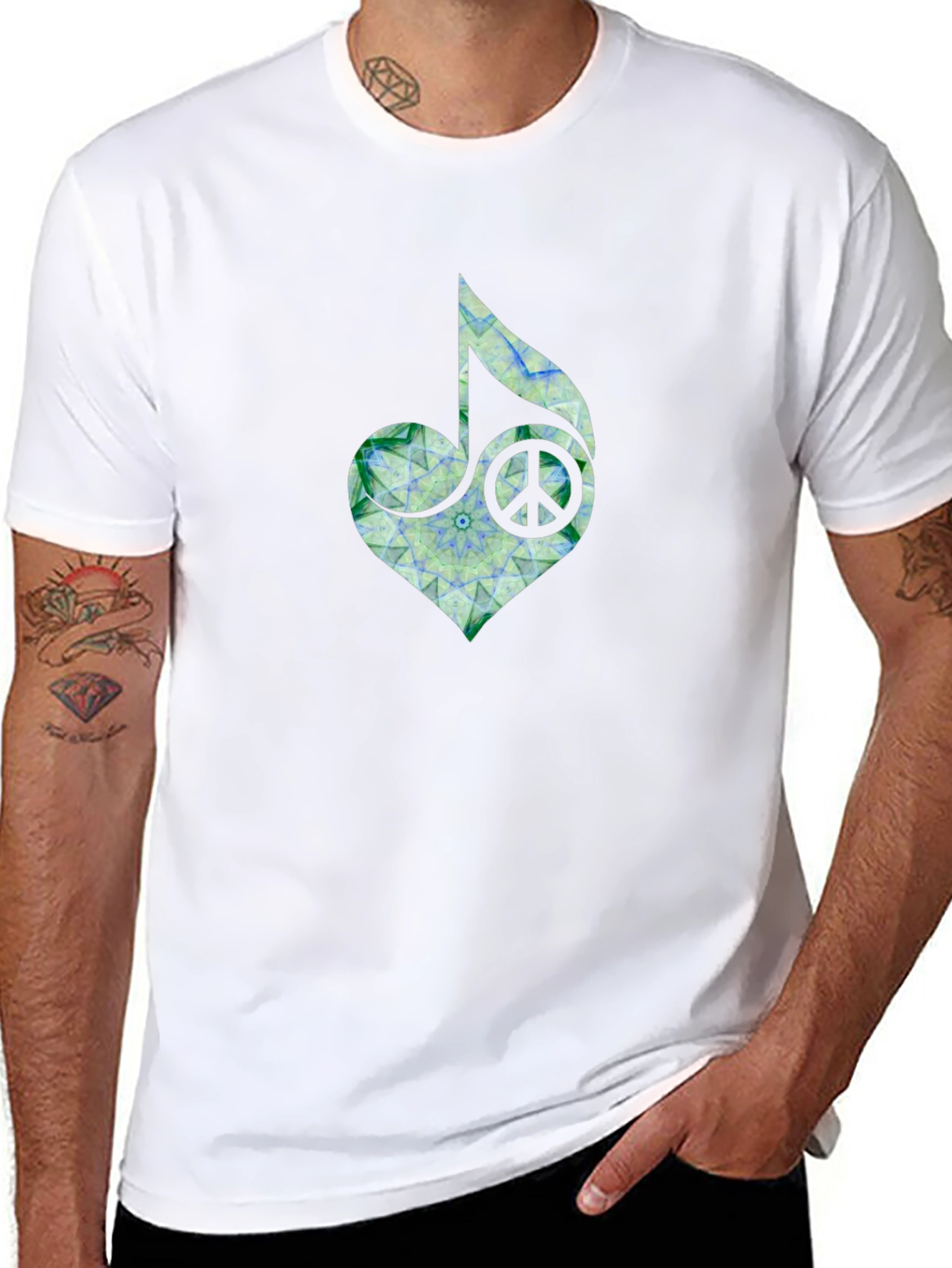 Peace Heart Music Note T-Shirt - Black