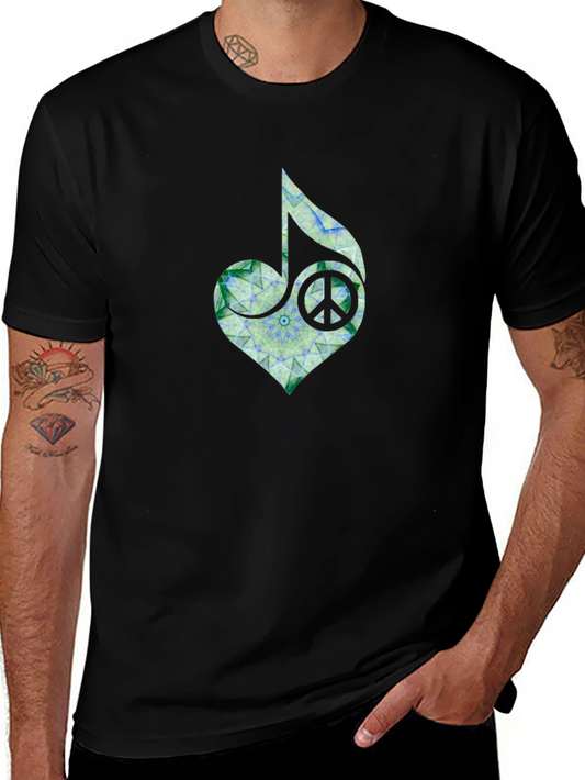 Peace Heart Music Note T-Shirt - Black