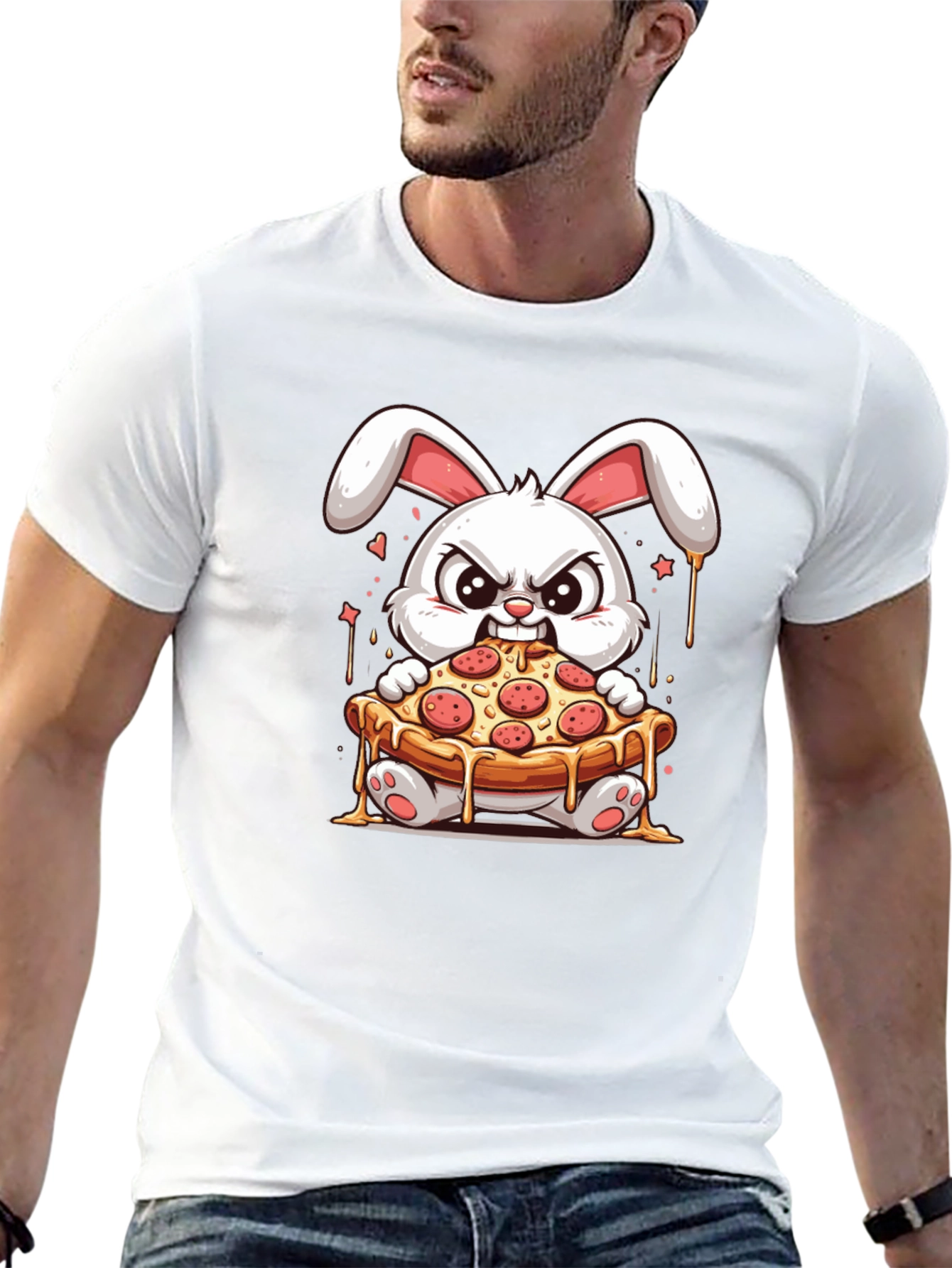 Bunny Pizza Lover T-Shirt - Cartoon Graphic Tee