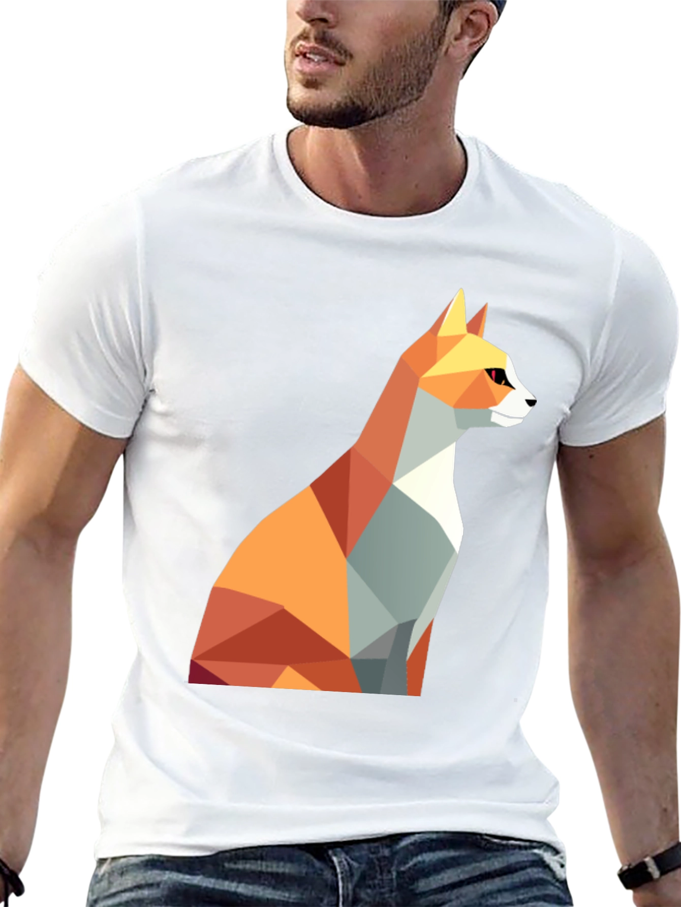 Geometric Fox Graphic Tee - Modern Design