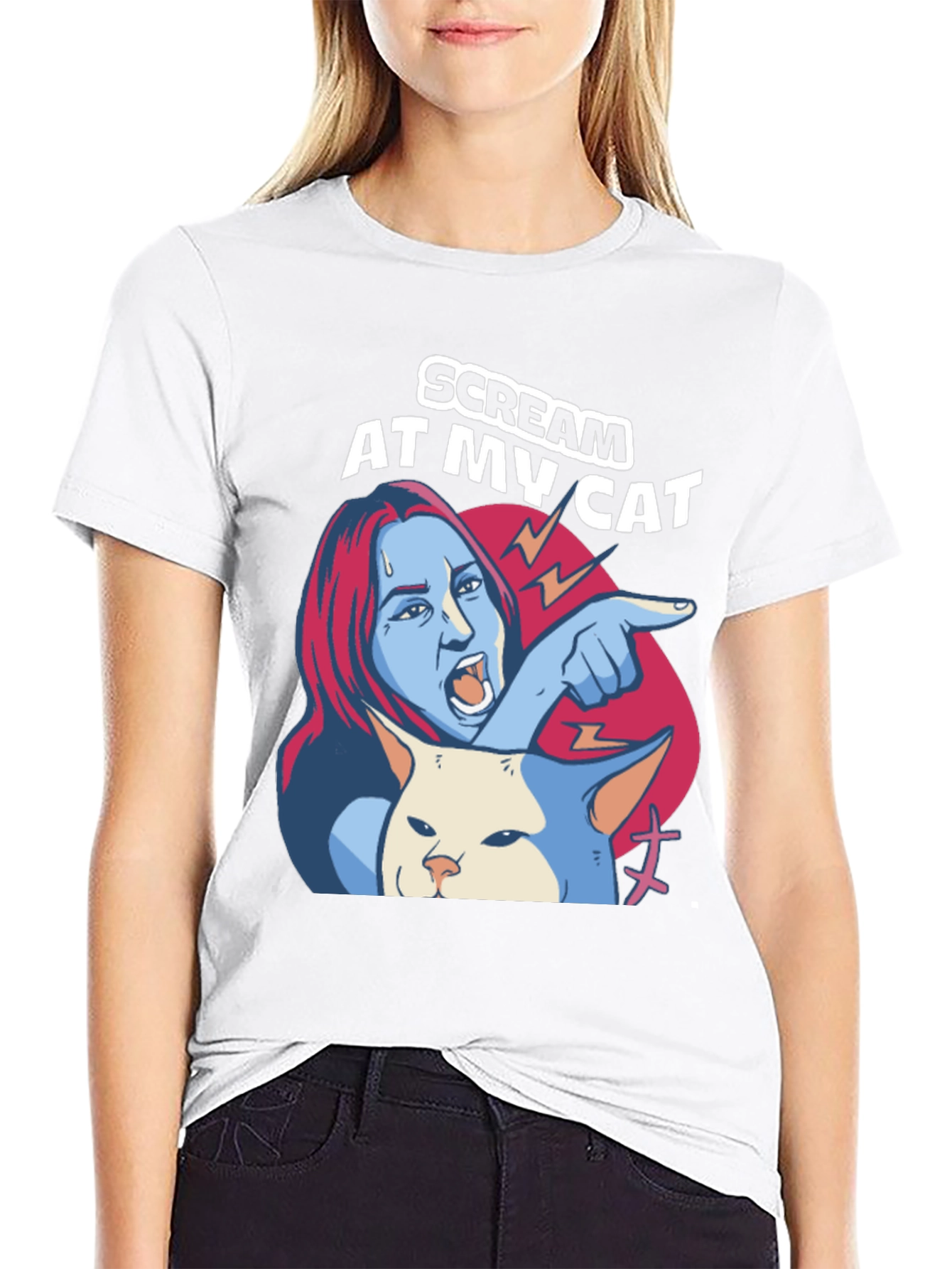 Scream At My Cat T-Shirt - Funny Meme Tee