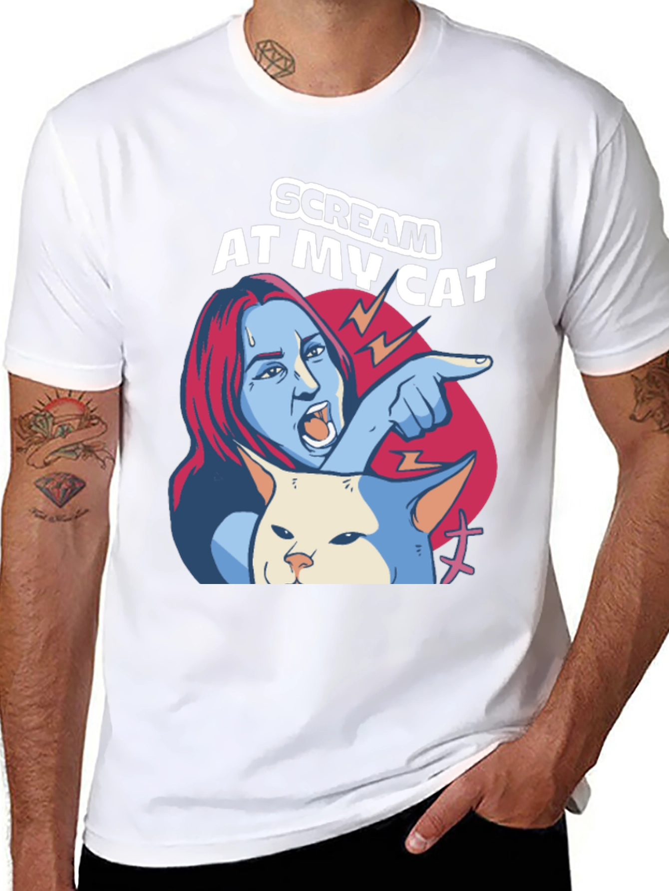 Scream At My Cat T-Shirt - Funny Meme Tee