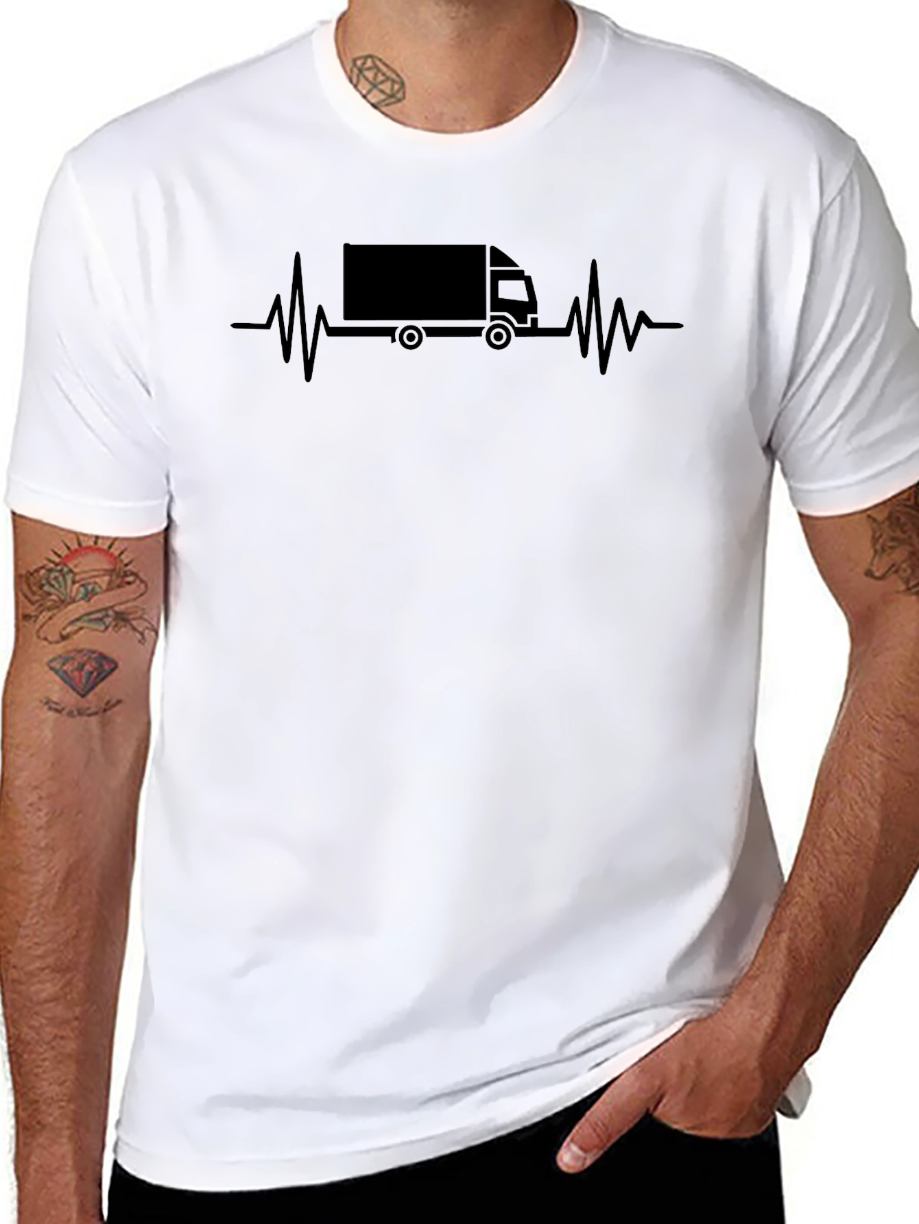 Trucking Heartbeat T-Shirt - Black