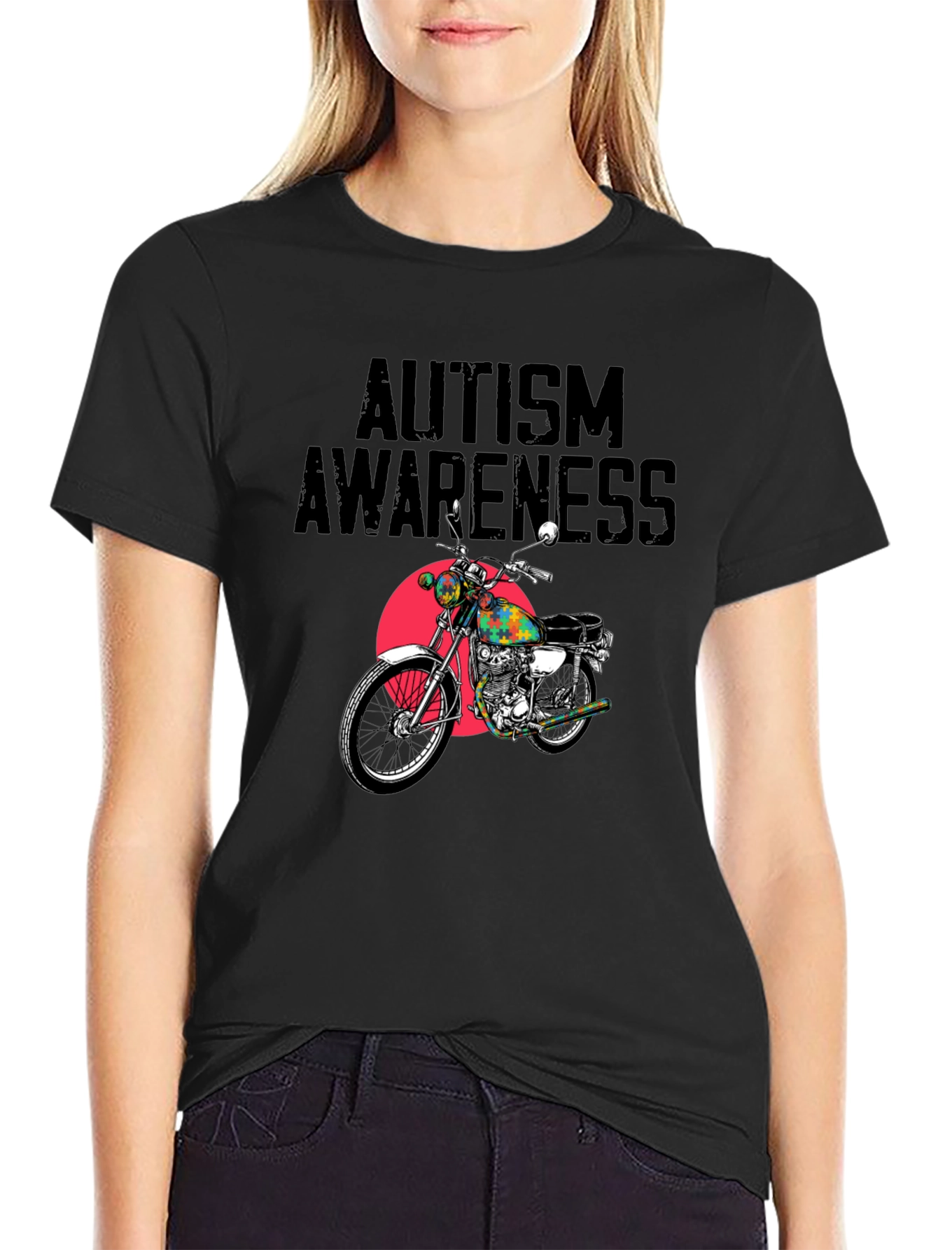 Autism Awareness Motorcycle Graphic T-Shirt
