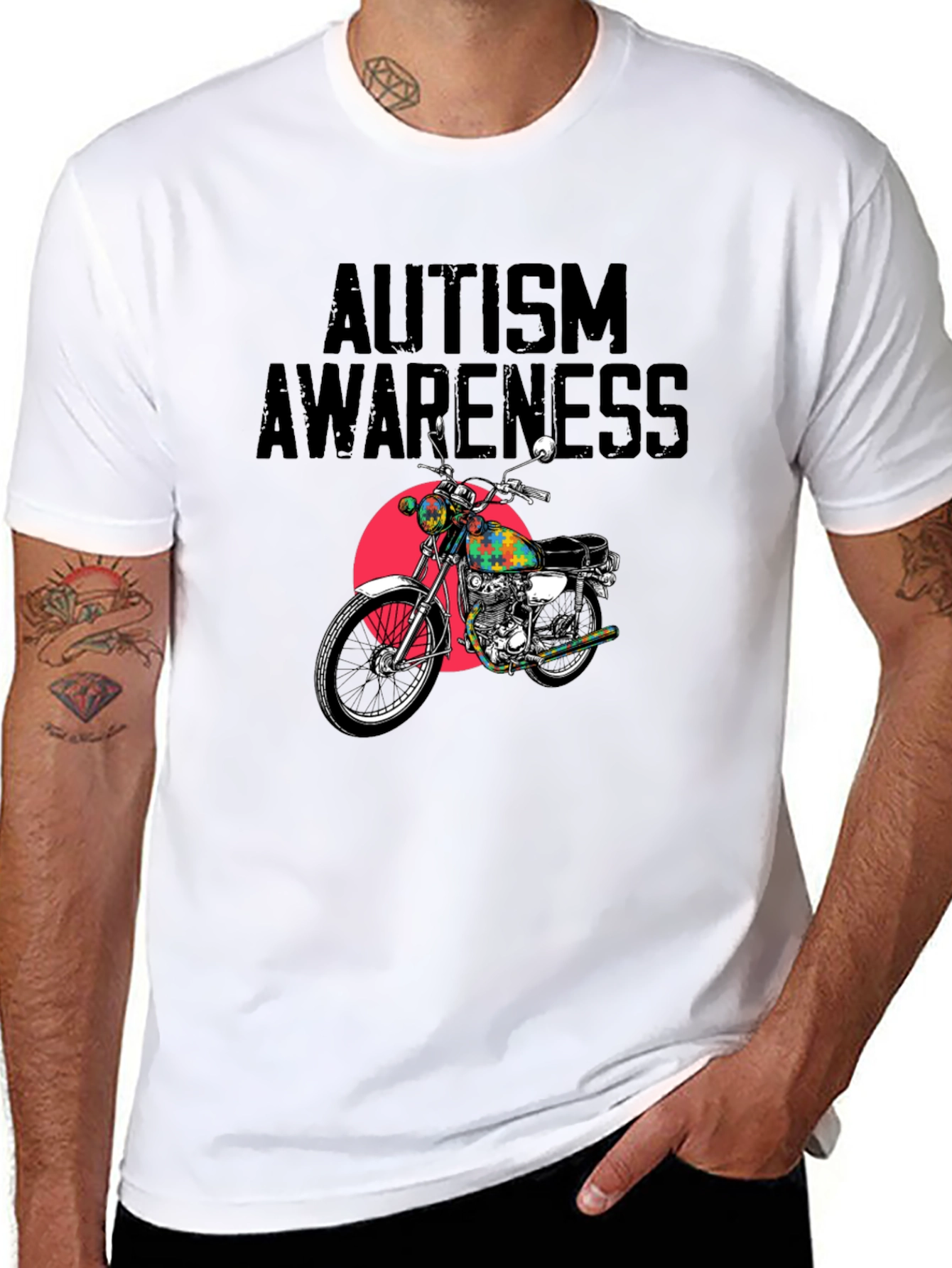 Autism Awareness Motorcycle Graphic T-Shirt