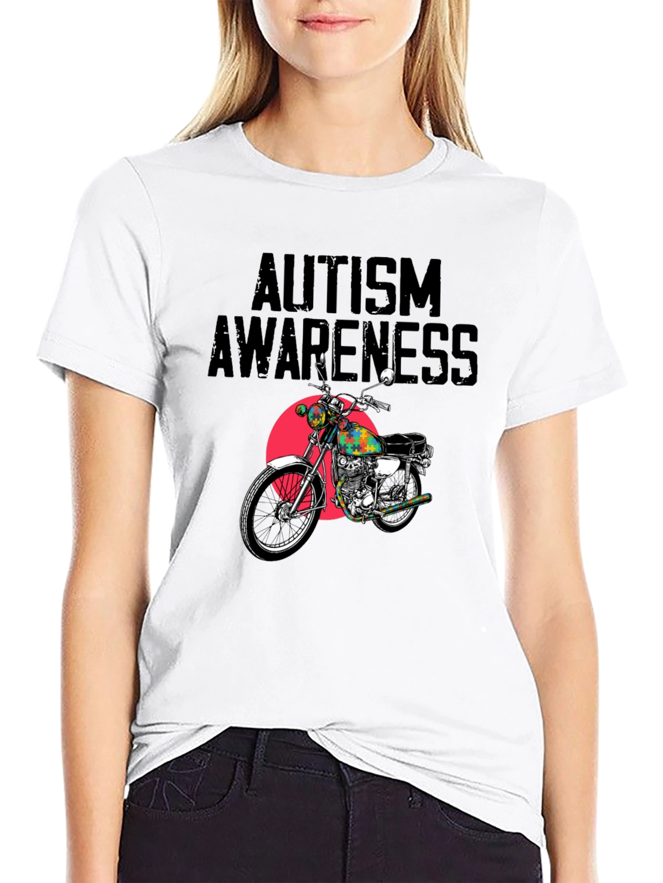 Autism Awareness Motorcycle Graphic T-Shirt