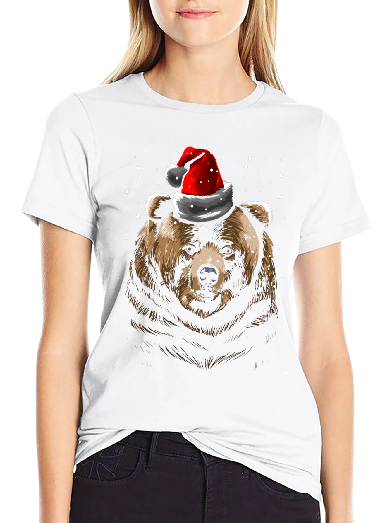 Bear in Santa Hat Christmas T-Shirt