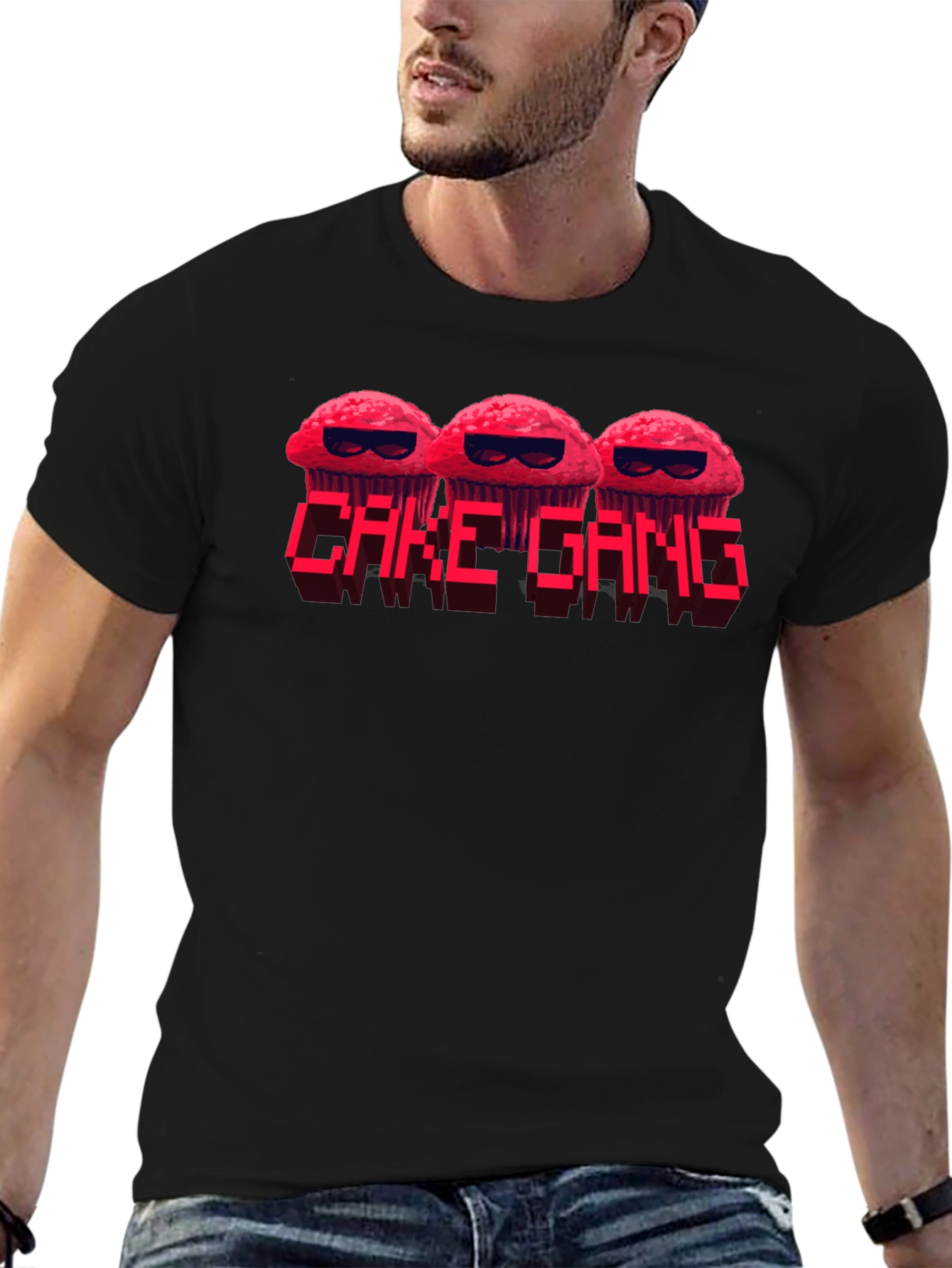 Cake Gang Graphic T-Shirt - Black Crew Neck Tee