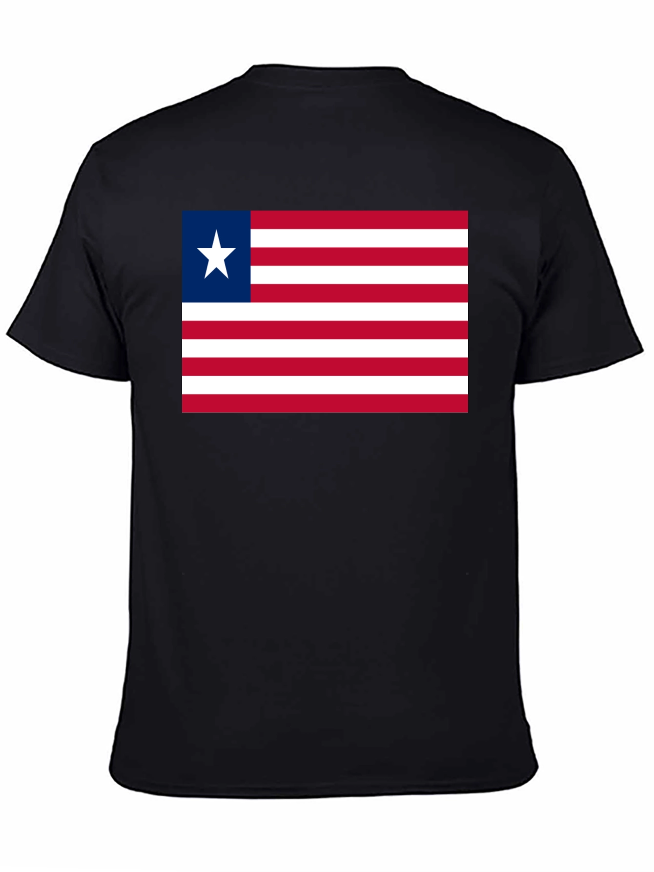 Liberia Flag Graphic T-Shirt - Black Casual Tee