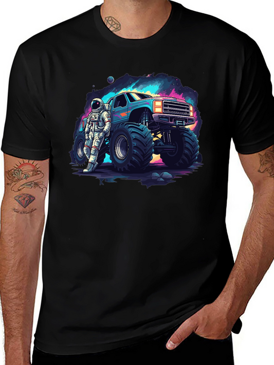 Astronaut Monster Truck Graphic Tee - Cool Space Design