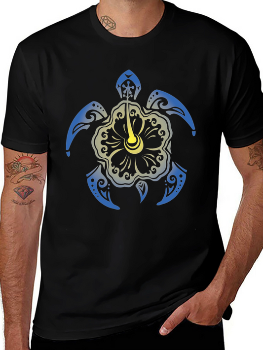 Turtle Hibiscus Graphic Tee - Black
