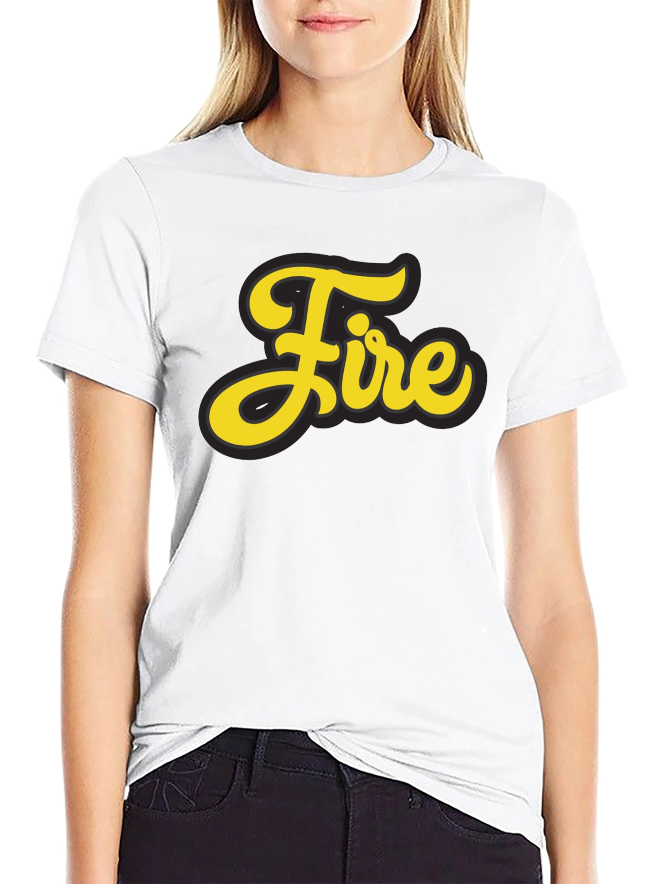 Fire Graphic Print Black T-Shirt