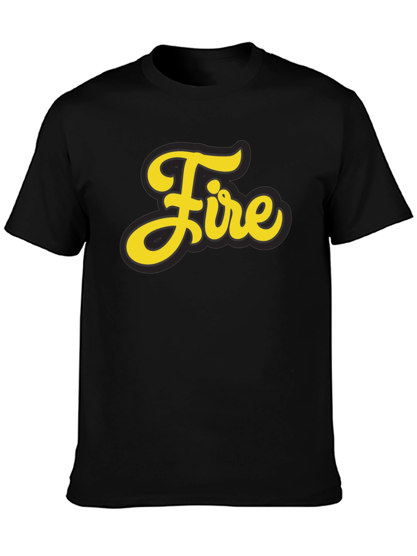 Fire Graphic Print Black T-Shirt
