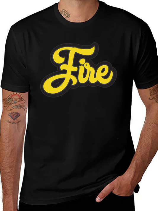 Fire Graphic Print Black T-Shirt