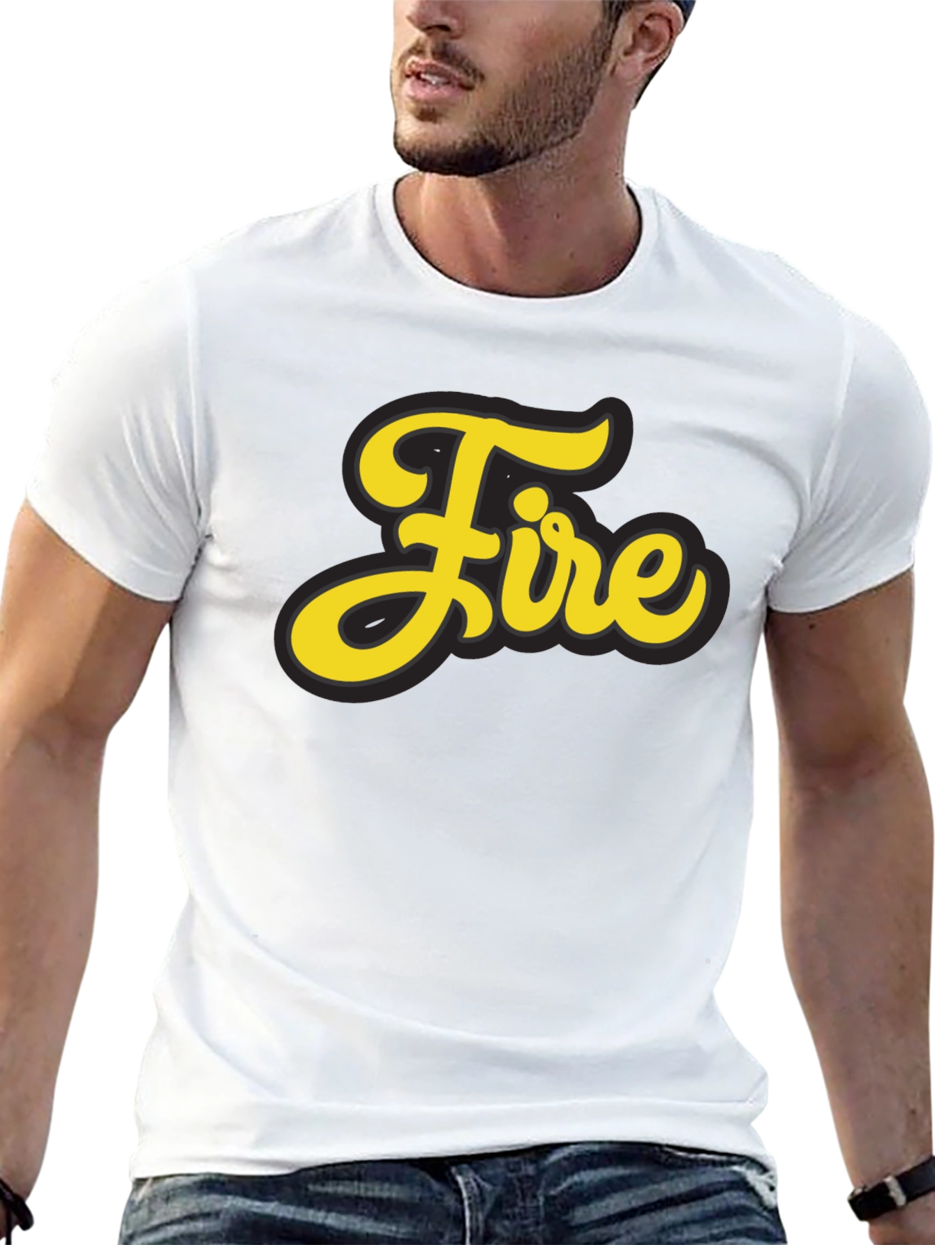 Fire Graphic Print Black T-Shirt