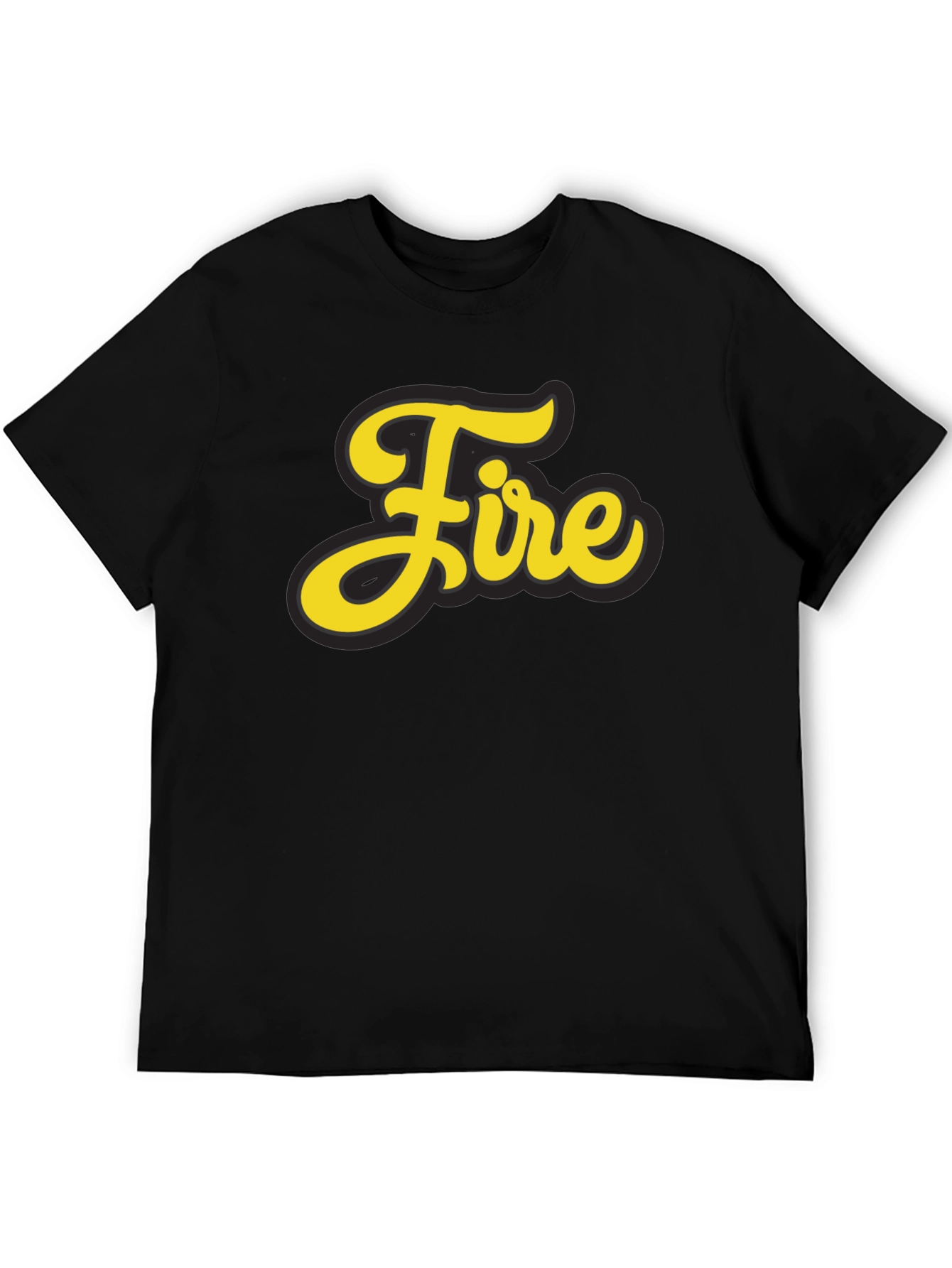 Fire Graphic Print Black T-Shirt