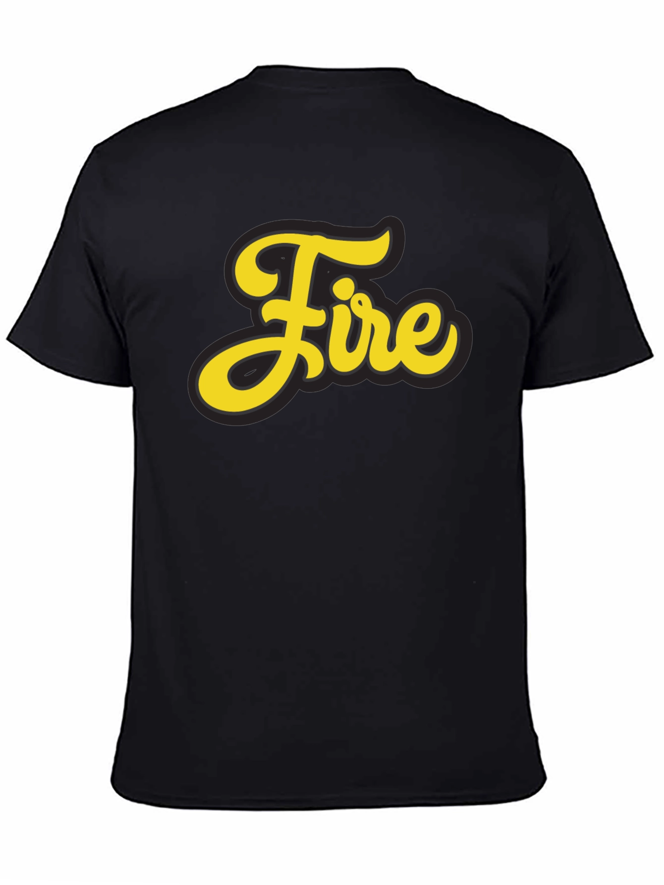 Fire Graphic Print Black T-Shirt