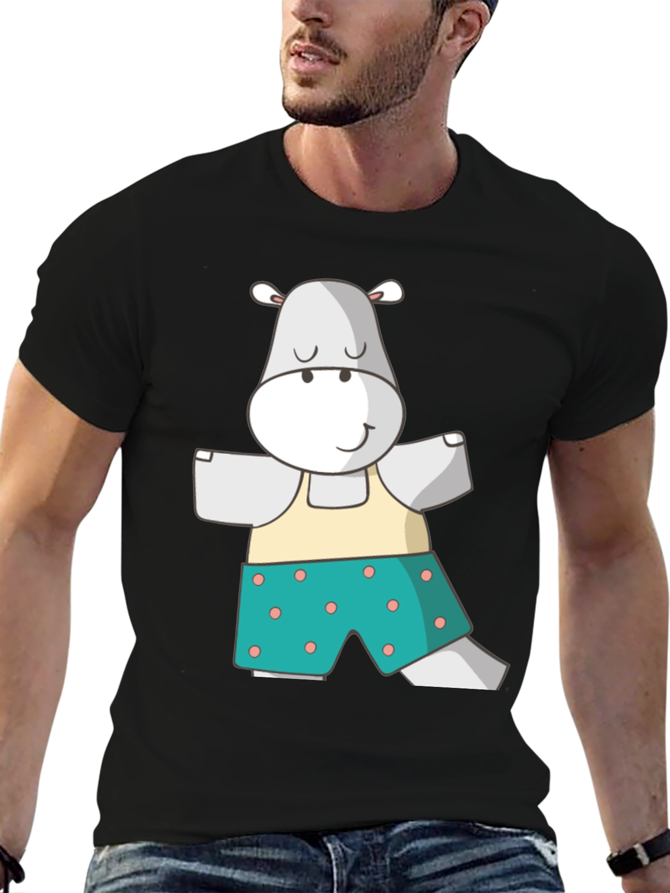 Hippo Yoga Pose T-Shirt - Funny Animal Cartoon Tee