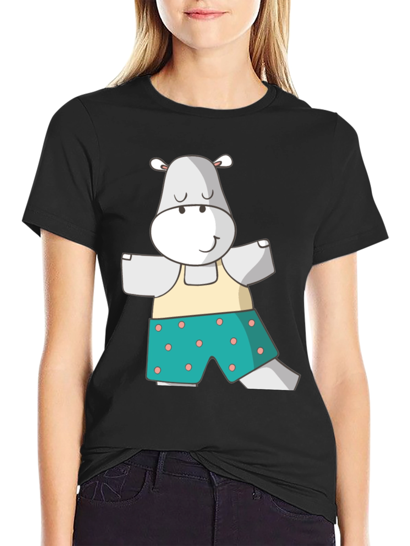 Hippo Yoga Pose T-Shirt - Funny Animal Cartoon Tee
