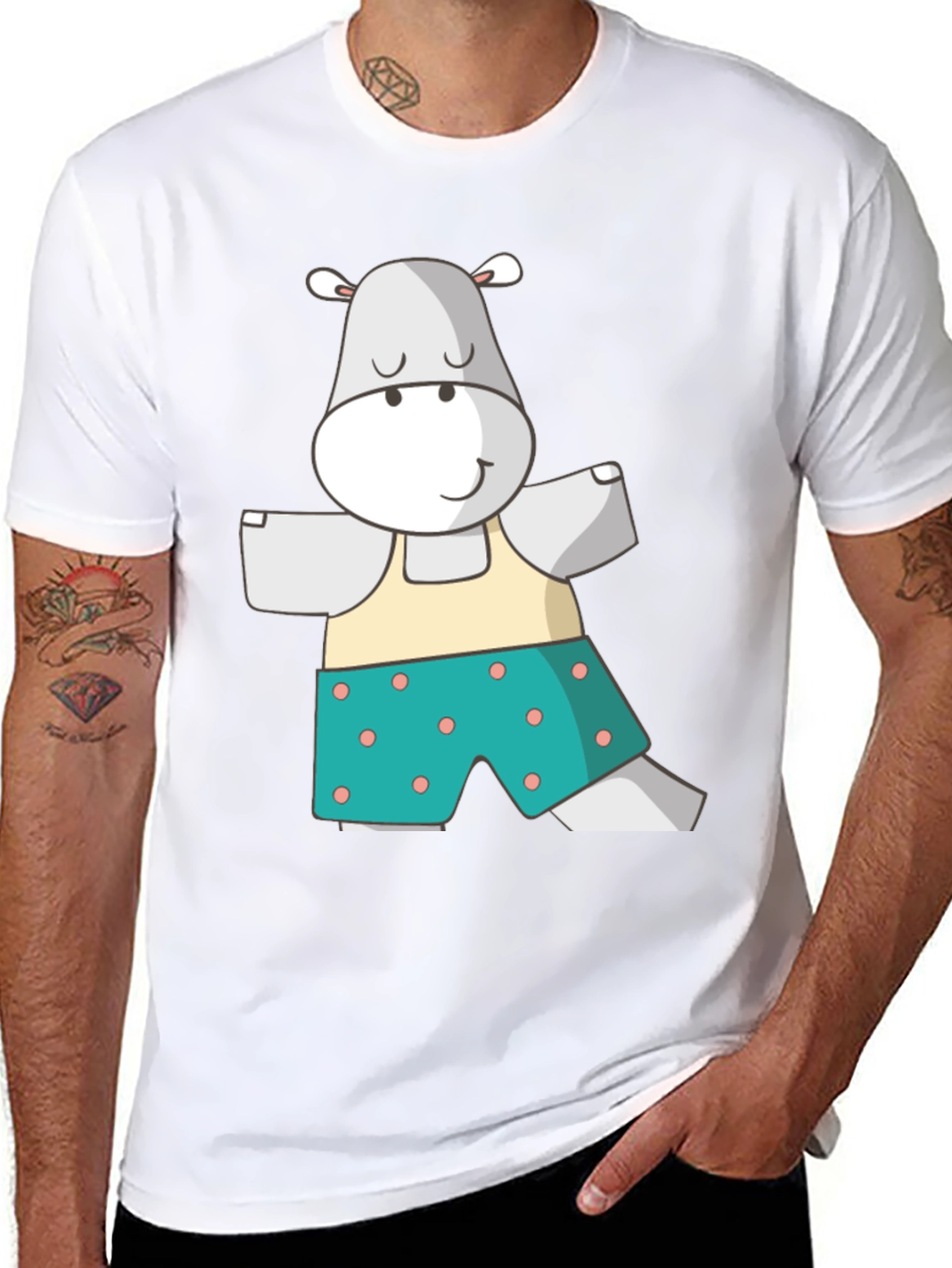 Hippo Yoga Pose T-Shirt - Funny Animal Cartoon Tee