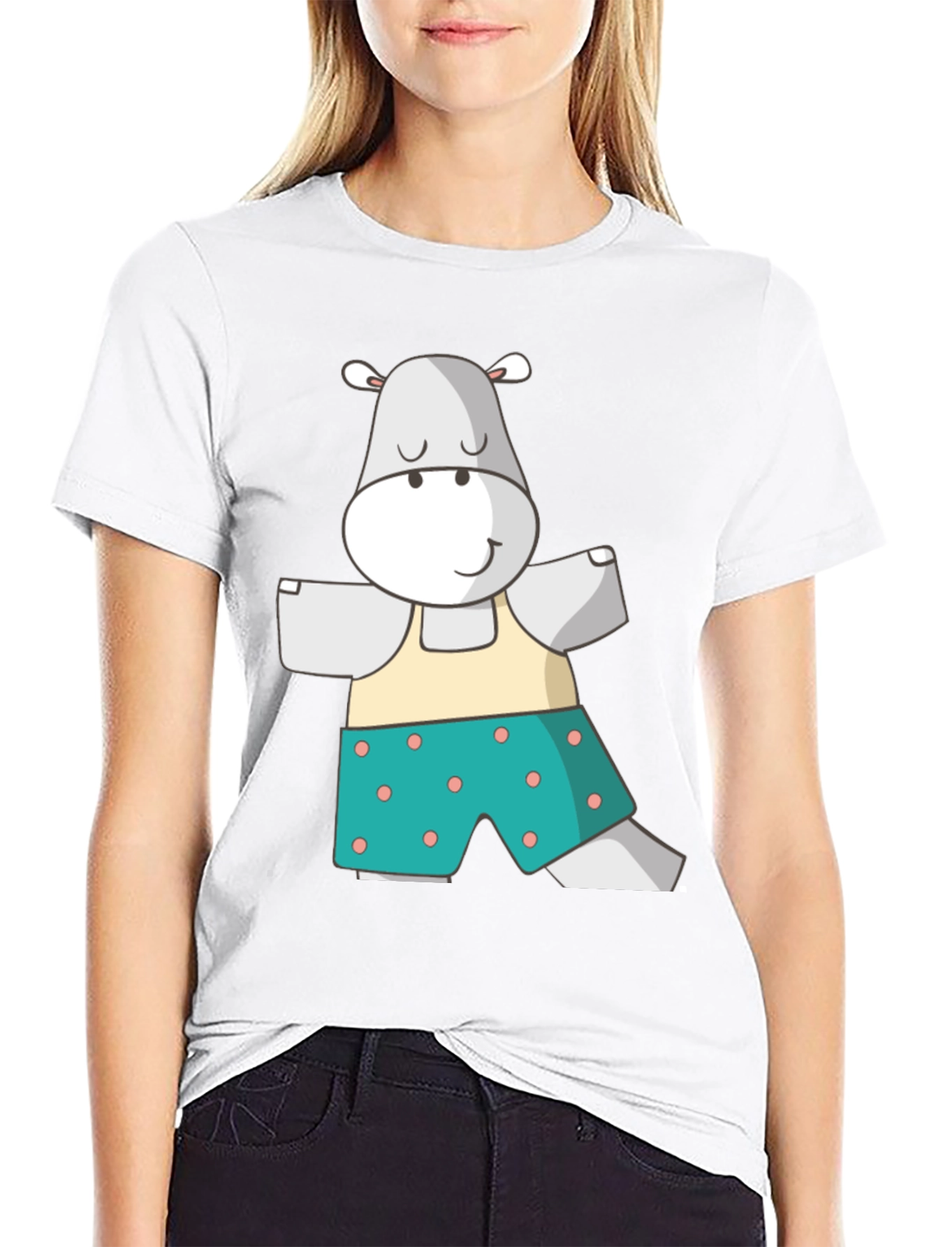 Hippo Yoga Pose T-Shirt - Funny Animal Cartoon Tee