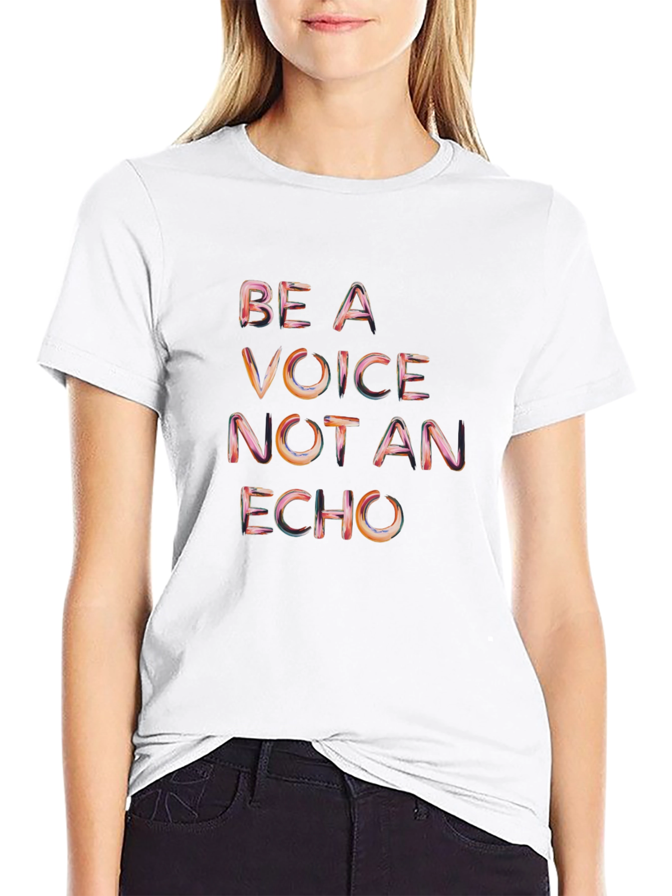 Be A Voice Not An Echo Black Graphic T-Shirt