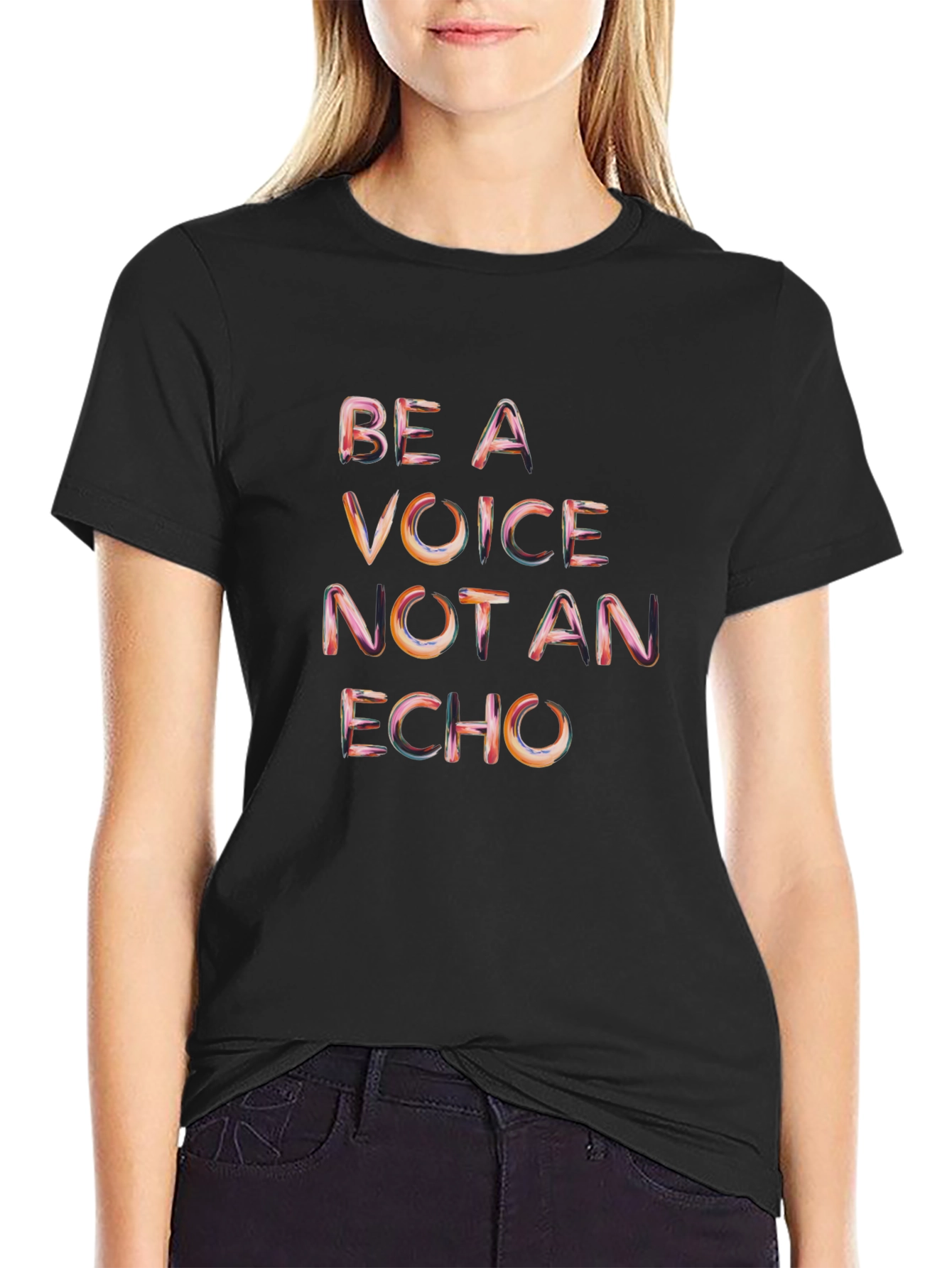 Be A Voice Not An Echo Black Graphic T-Shirt