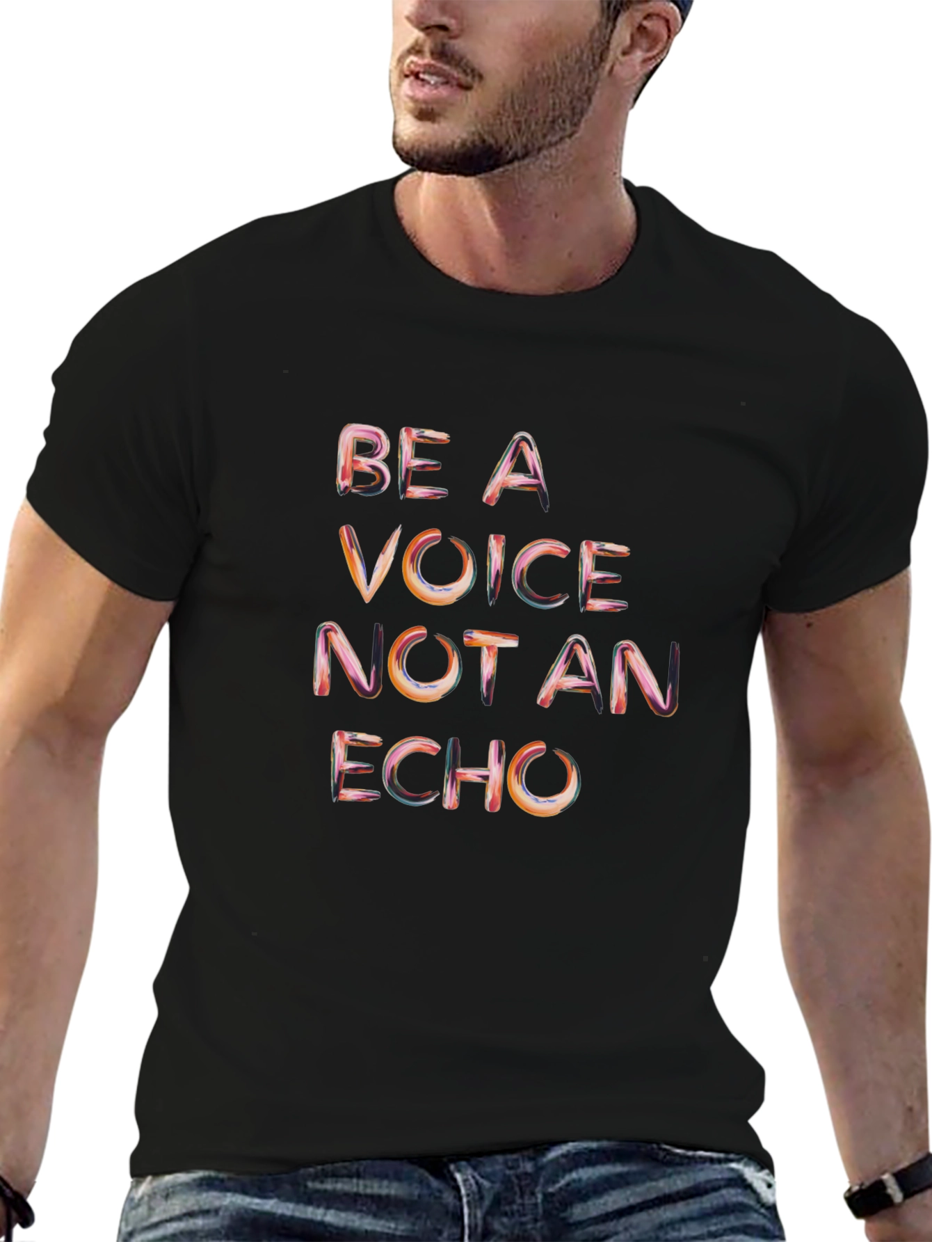 Be A Voice Not An Echo Black Graphic T-Shirt