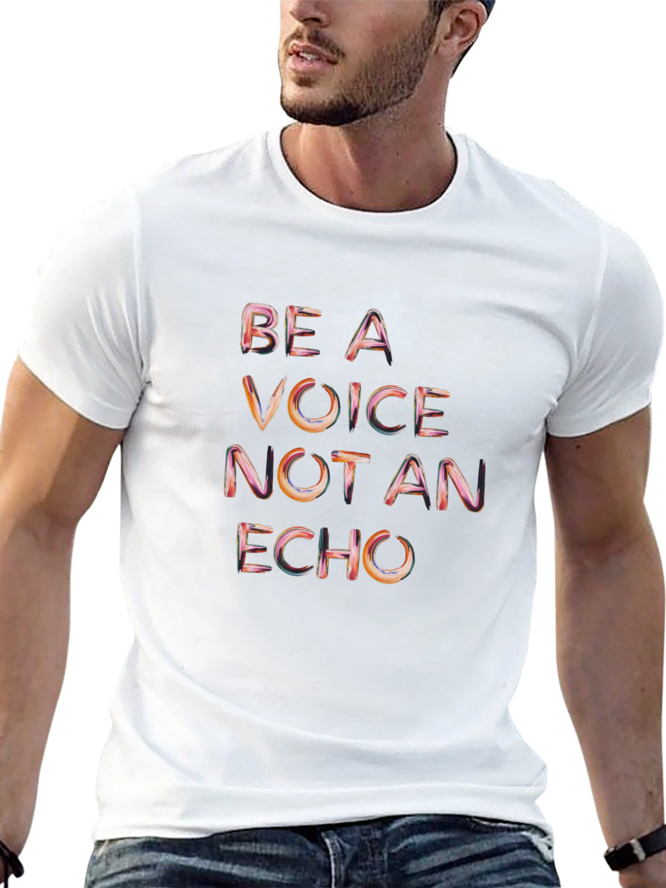 Be A Voice Not An Echo Black Graphic T-Shirt