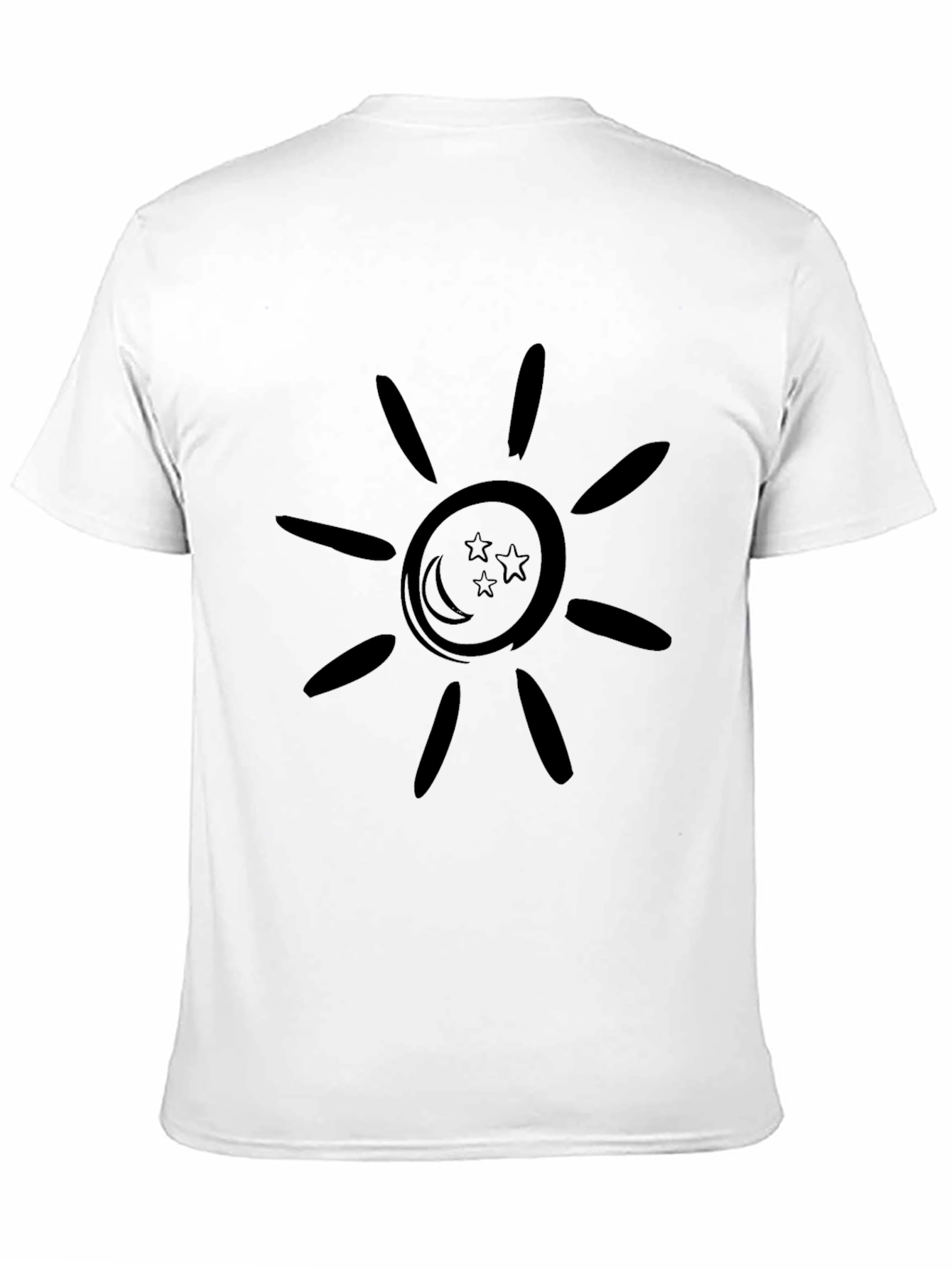 Black Graphic Tee: Sun Moon & Stars Design