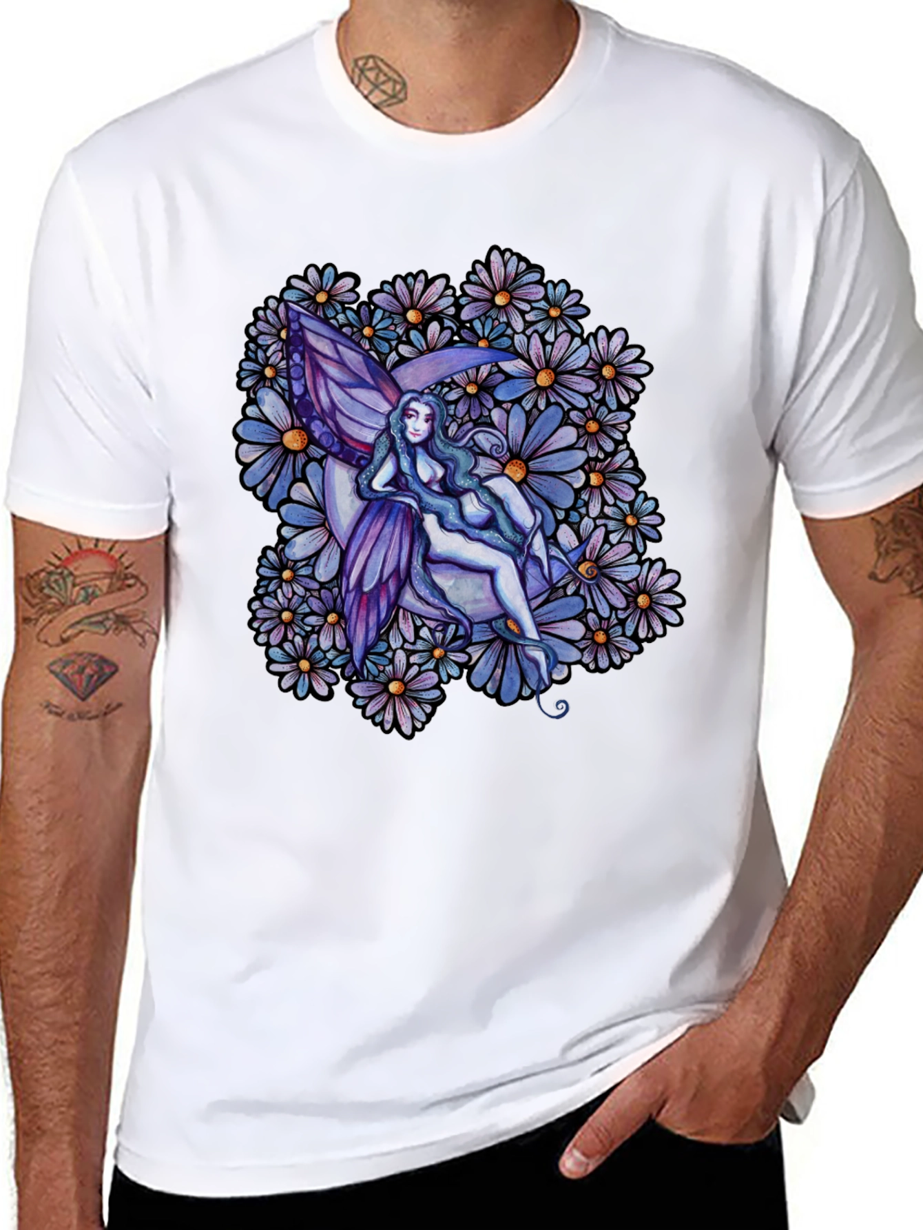 Fairy & Floral Graphic Tee - Black