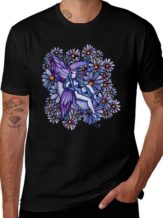 Fairy & Floral Graphic Tee - Black